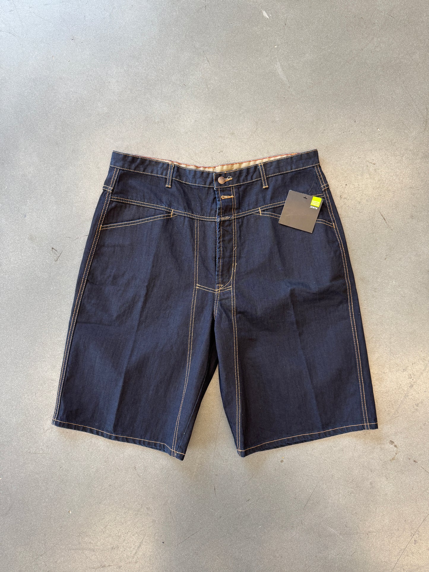 MARITHE FRANCOIS GIRBAUD X-SEAM BAGGY DENIM SHORTS RINSE BLUE SIZE 38 (NWT)