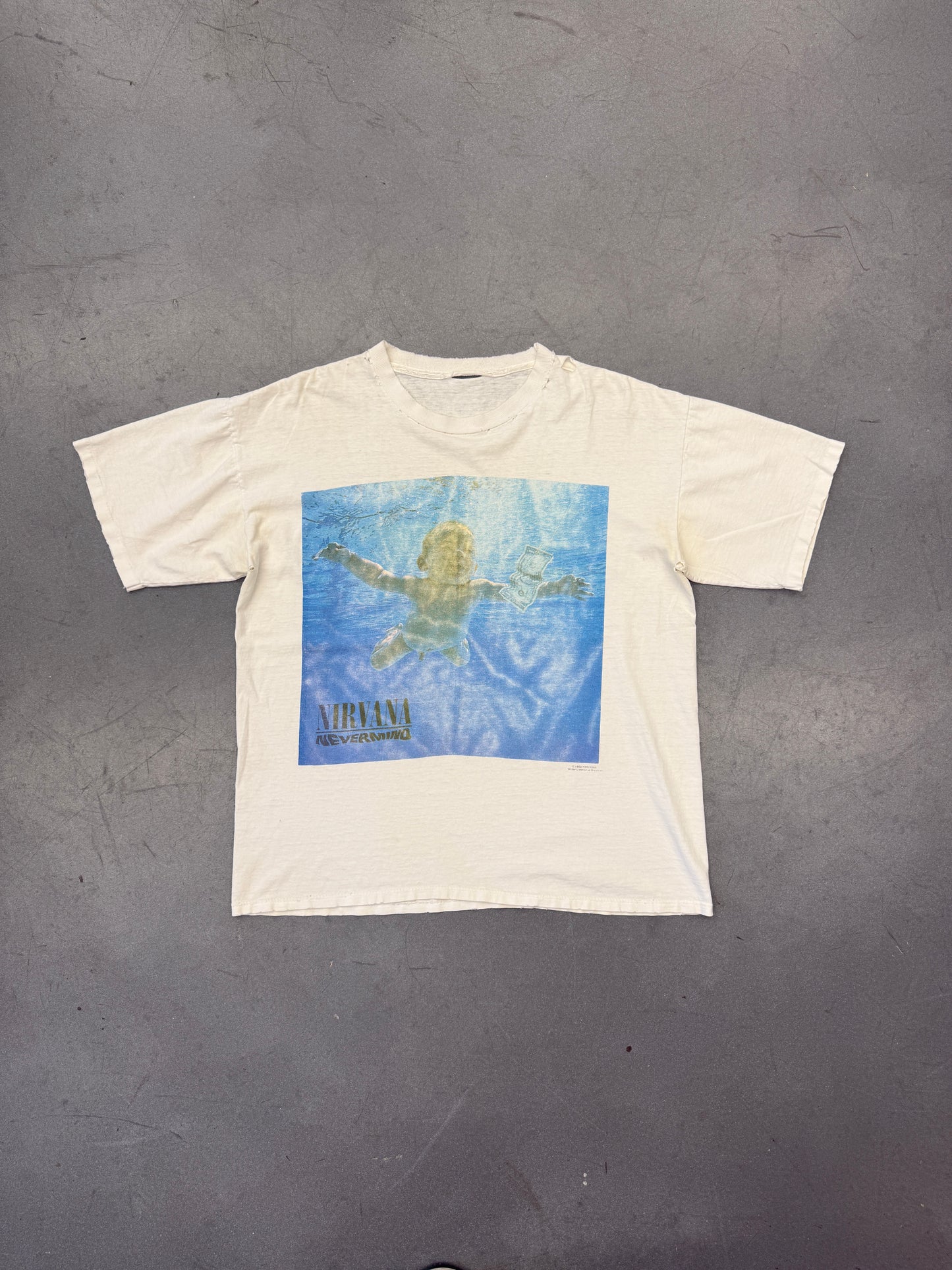 1992 NIRVANA NEVERMIND ALBUM DISTRESSED TEE (PULLED TAG)