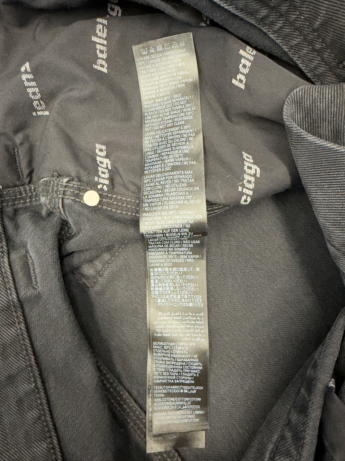 FW25 BALENCIAGA RIPPED OFF BAGGY DOUBLE KNEE JEANS - WASHED BLACK