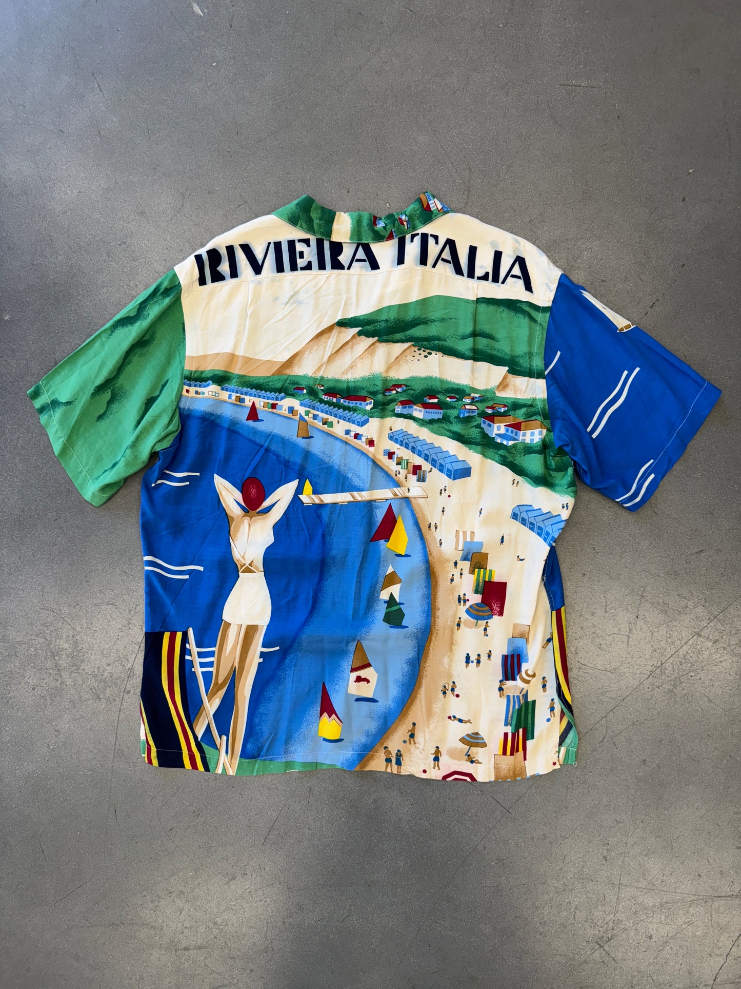 90S VINTAGE POLO RALPH LAUREN ORIGINAL RIVIERA ITALIA BUTTON UP RAYON SHIRT