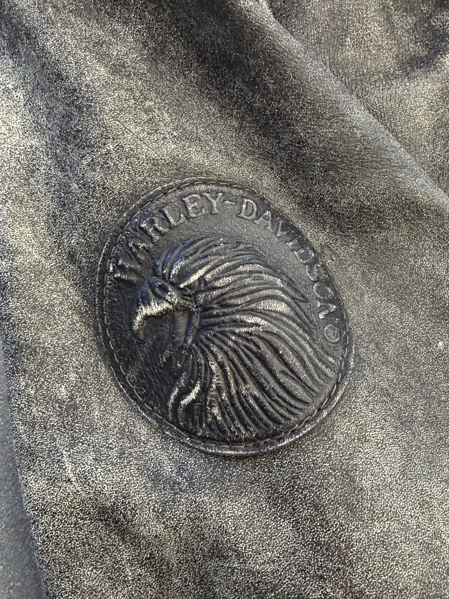 1993 HARLEY-DAVIDSON 90TH ANNIVERSARY "WORLD'S FINEST" ZIP UP LEATHER JACKET WITH PINS