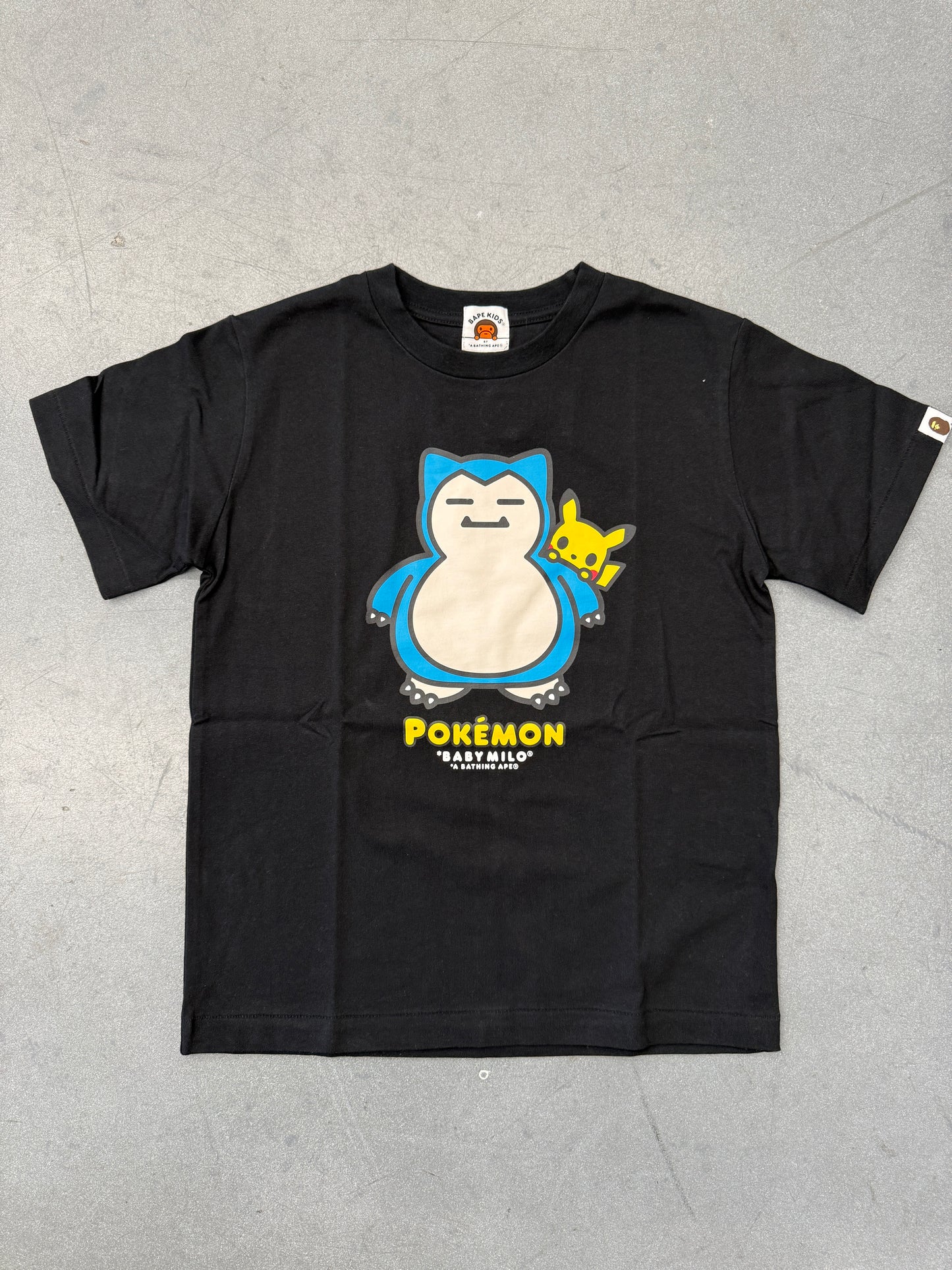BAPE KIDS SNORLAX AND PIKACHU POKEMON TEE - BLACK