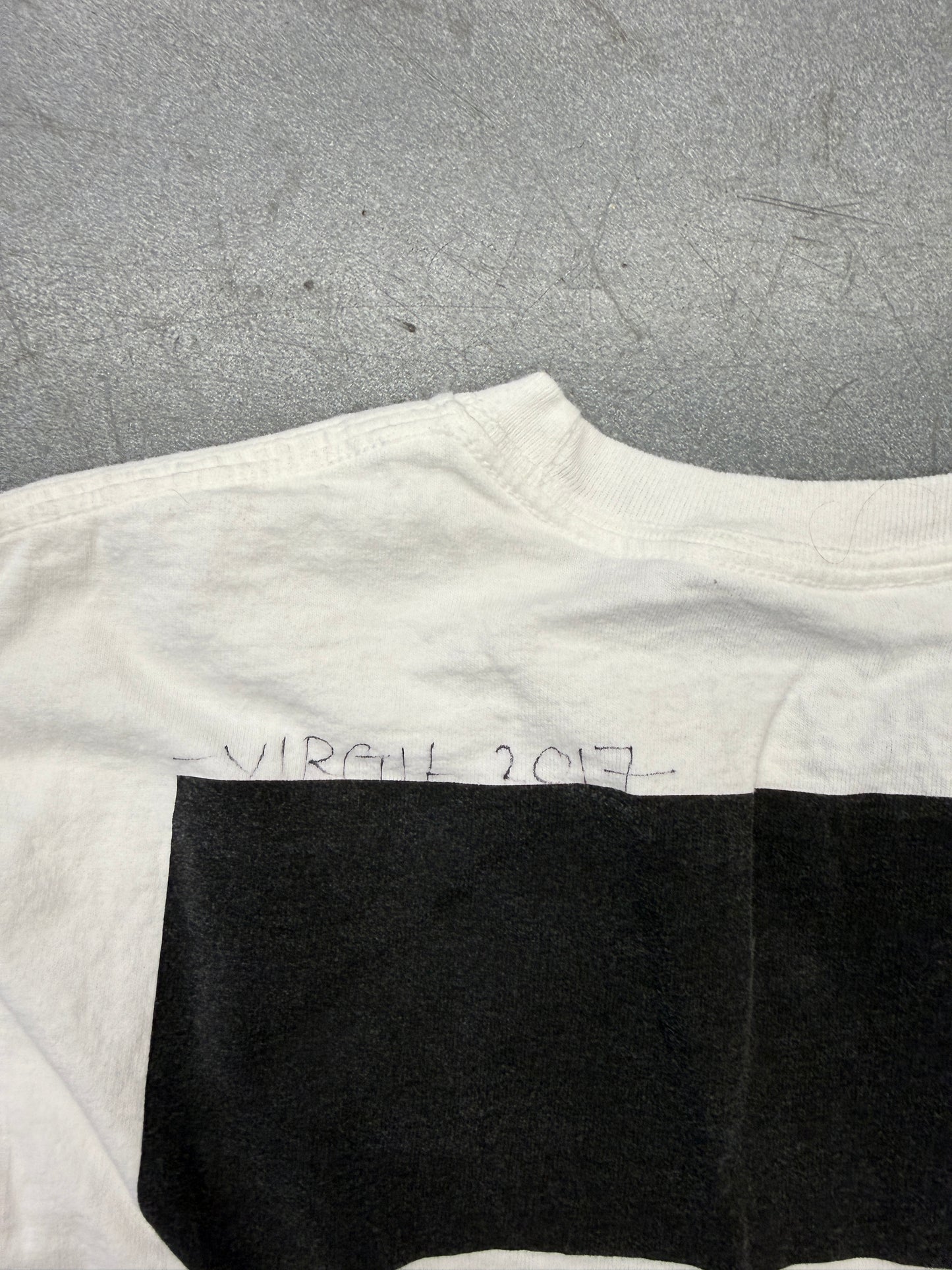 2015 AWAKE NY X HERON PRESTON X OFF-WHITE ART BASEL MIAMI TEE SIGNED BY VIRGIL (CHAMPION PRINT TAG)