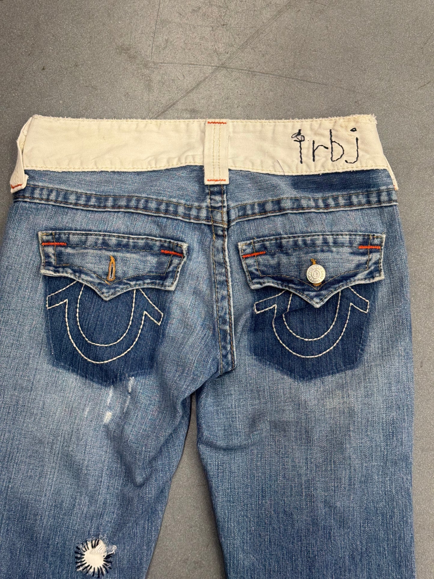 Y2K TRUE RELIGION PATCHWORK FLARED JEANS