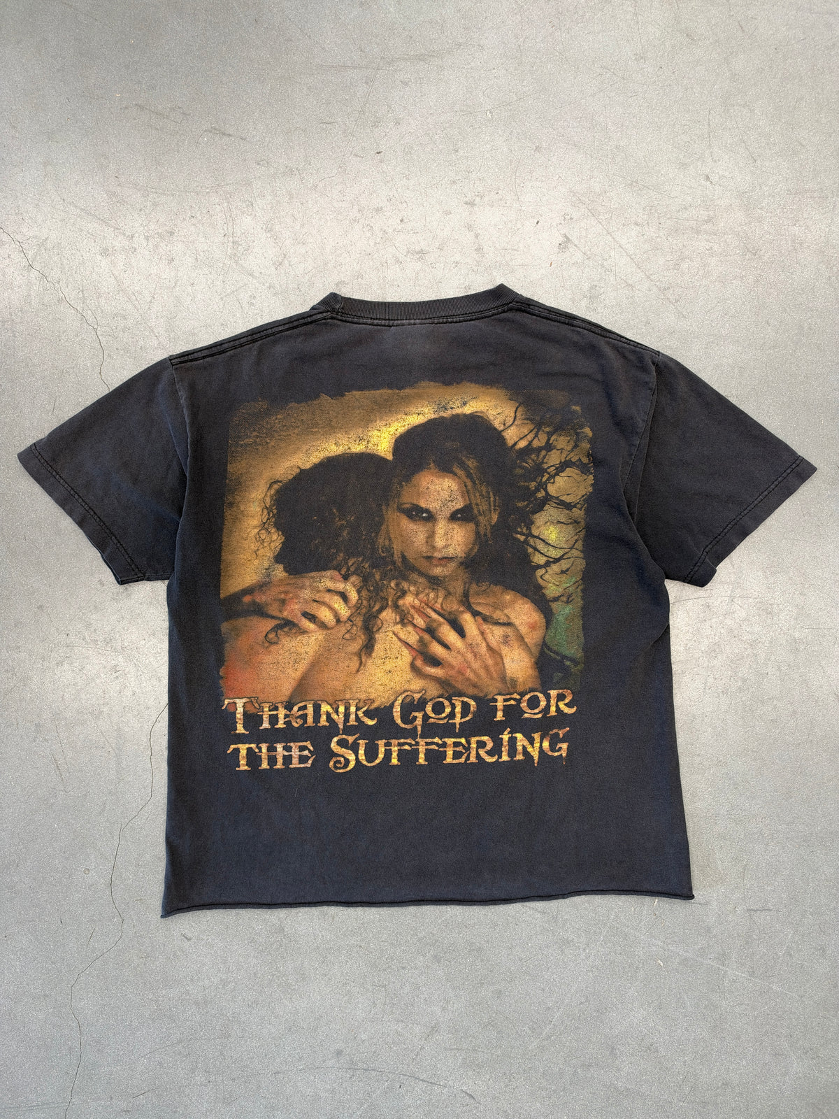 2003 CRADLE OF FILTH DAMNATION AND A DAY "THANK GOD FOR THE SUFFERING" CHOPPED TEE - TRIPLE A TAG)