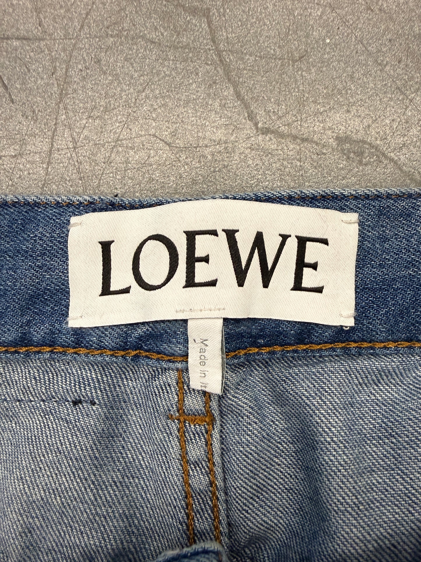 LOEWE MENS DISTRESSED KNEE JEANS
