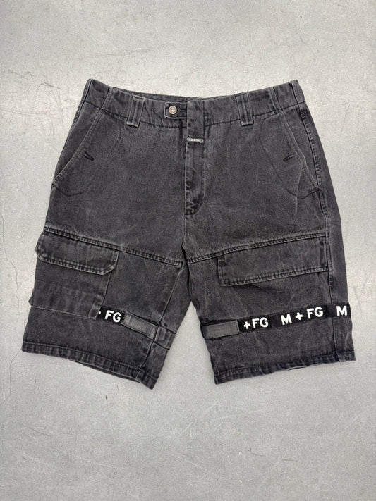 Y2K MARITHE FRANCOIS GIRBAUD SHUTTLE STRAP SHORTS - BLACK/BLACK