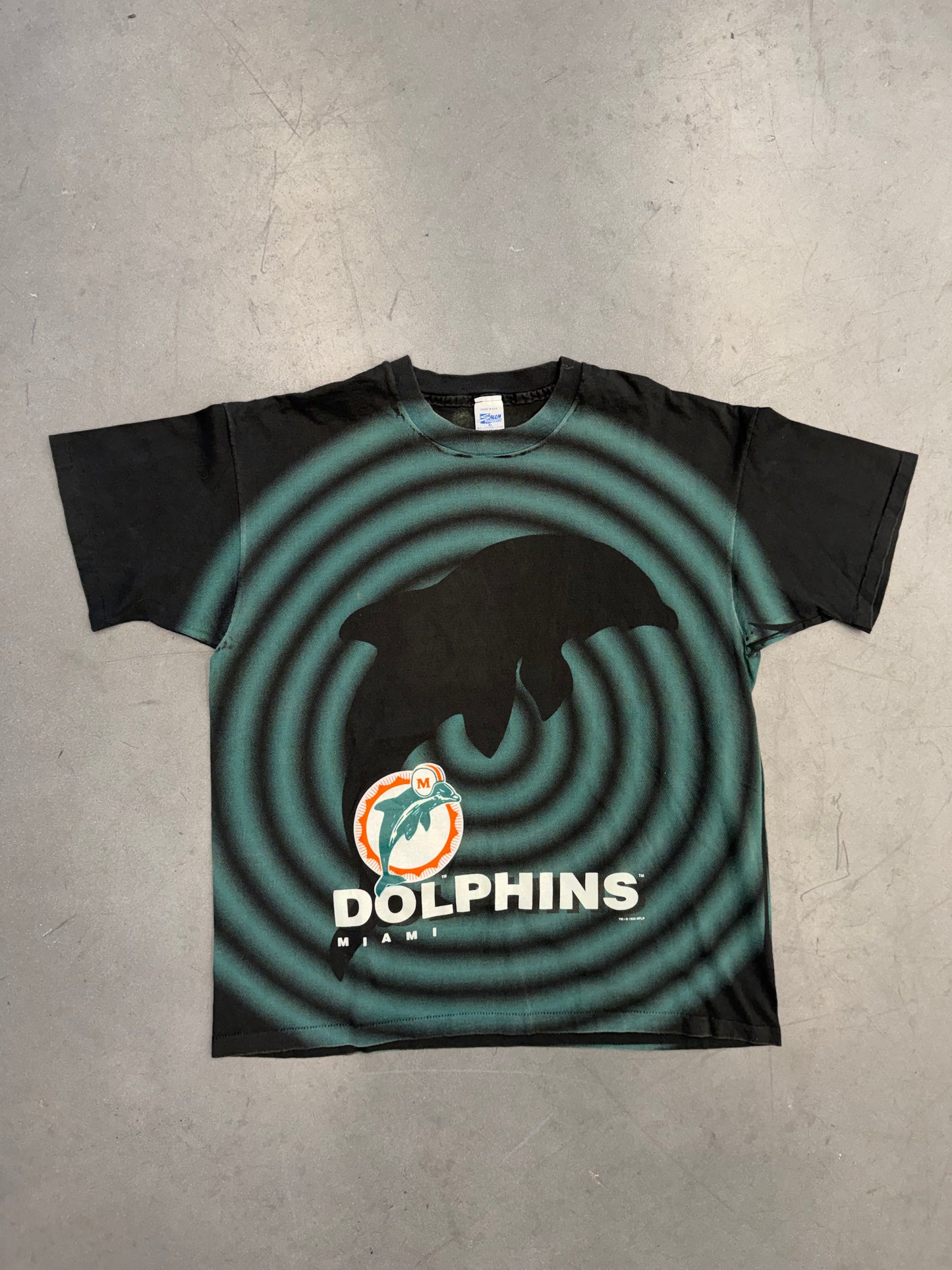 1993 MIAMI DOLPHINS SHADOW AOP TEE (SALEM SPORTSWEAR TAG)