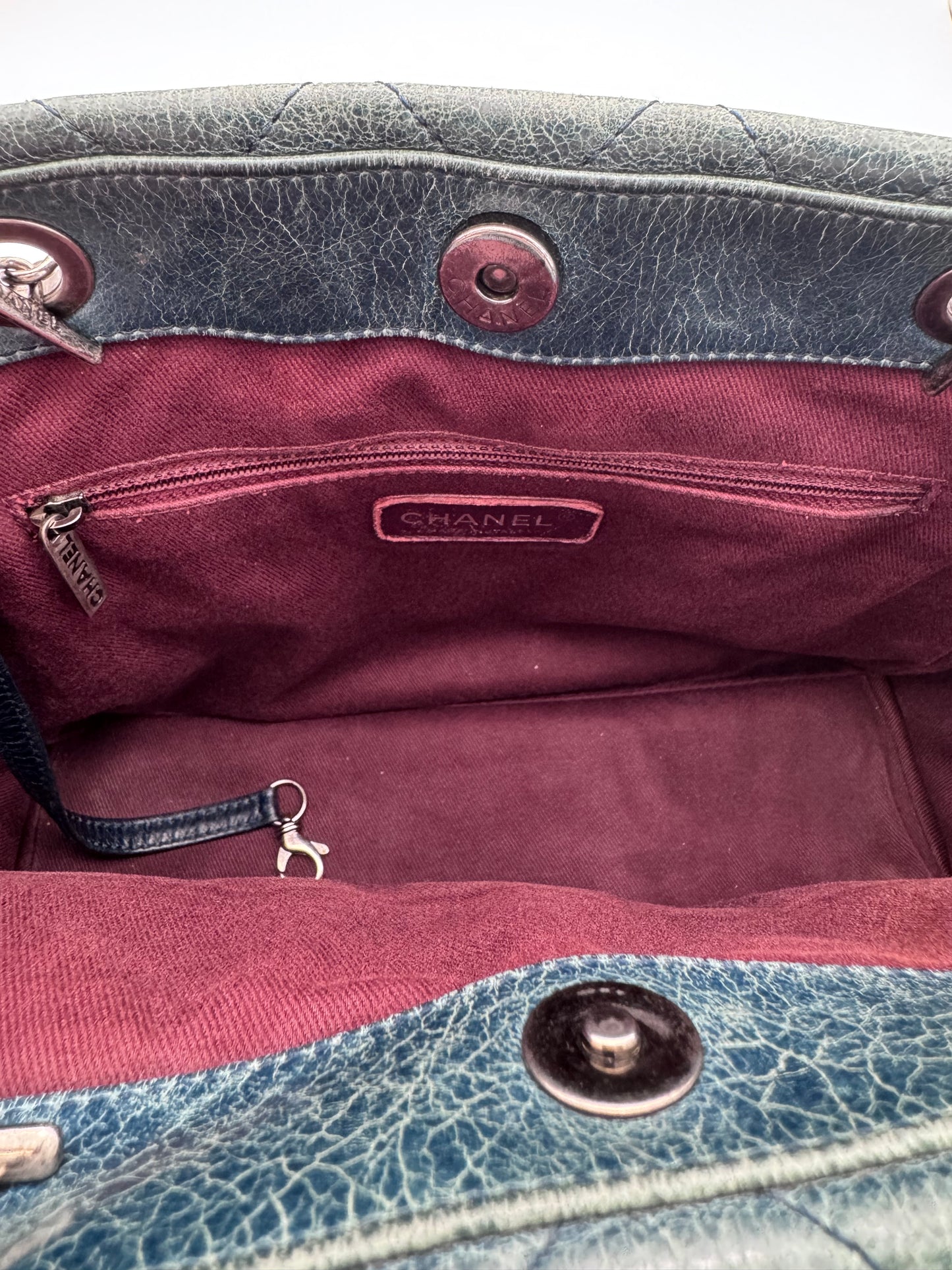 2014 CHANEL SMALL GLAZED CALFSKIN DUO COLOR FLAP BAG