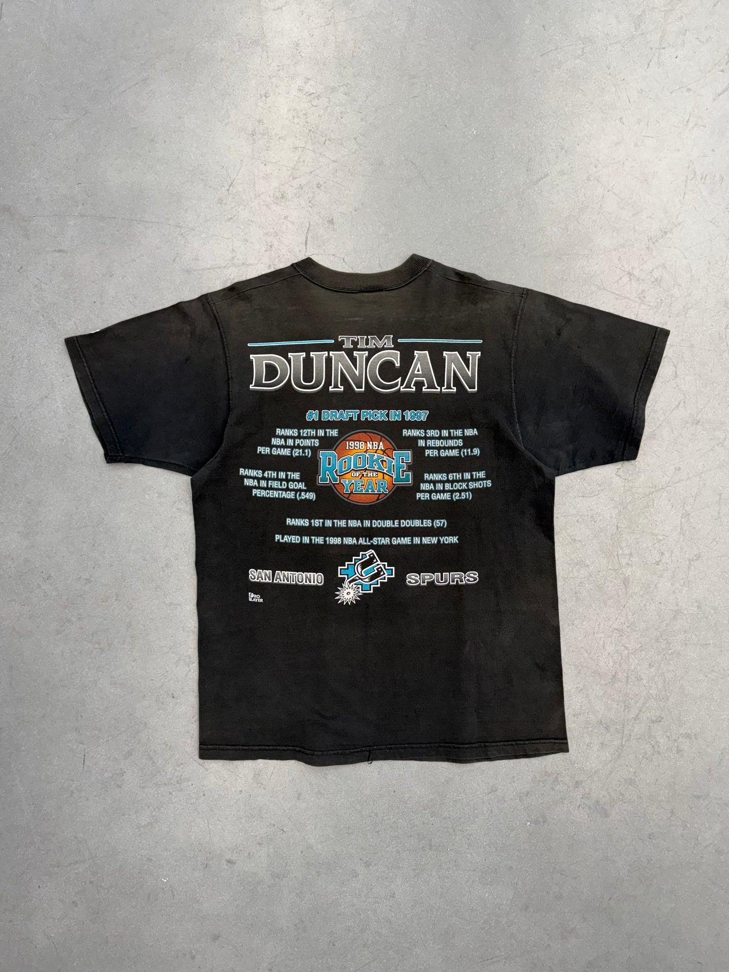 1998 NBA ROOKIE OF THE YEAR TIM DUNCAN SAN ANTONIO SPURS TEE (PRO PLAYER TAG)