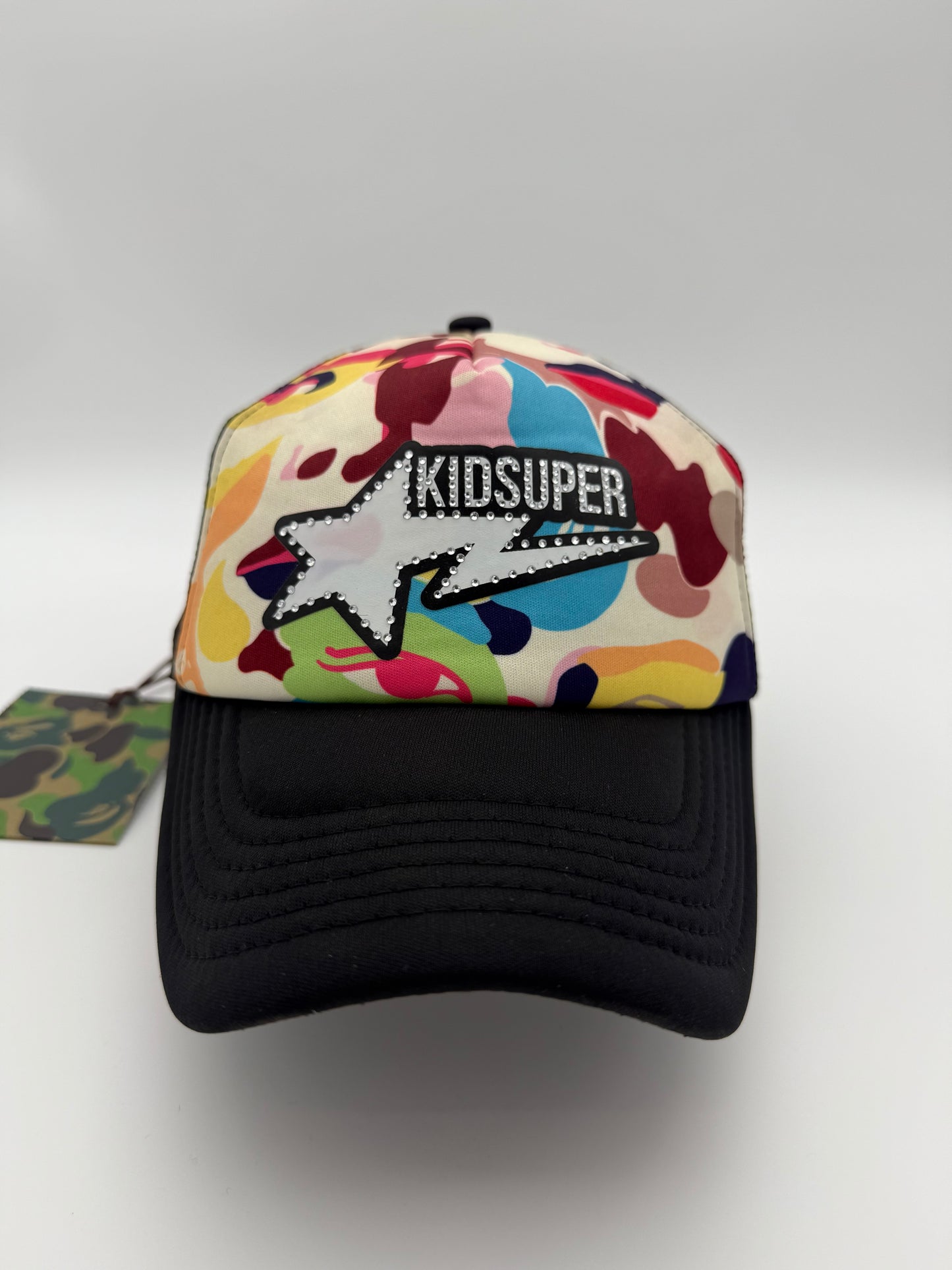 BAPE X KIDSUPER STA LOGO RHINESTONE TRUCKER CAP - MULTI (NEW)
