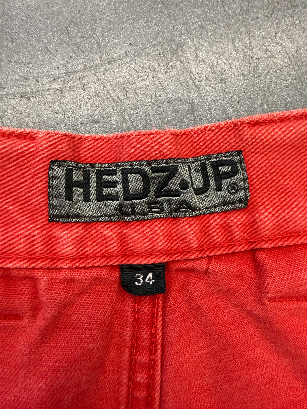 VINTAGE HEDZ UP USA FADED RED DENIM SKATE JEANS