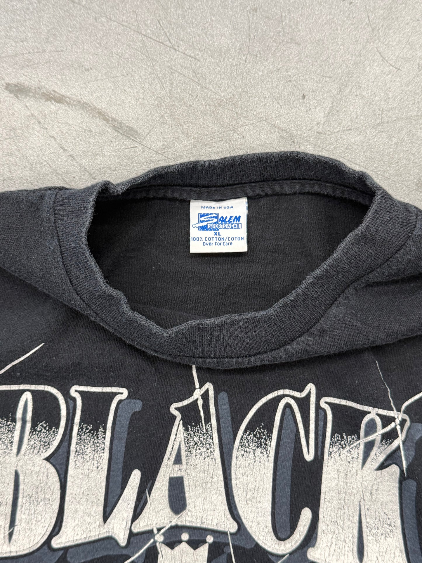 1990 RAIDERS BLACK REIGN TEE (SALEM SPORTSWEAR TAG)