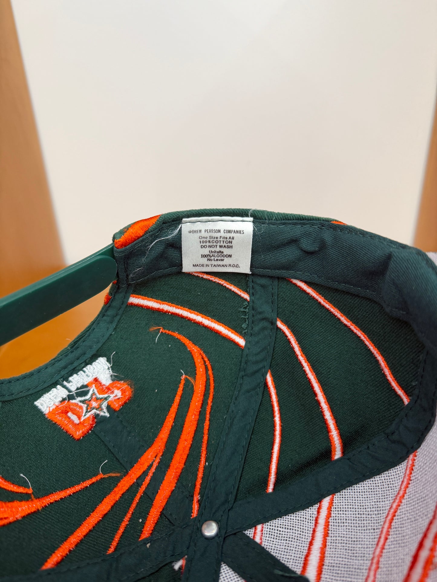 90S UNIVERSITY OF MIAMI DREW PEARSON EMBROIDERED CYCLONE SNAPBACK HAT