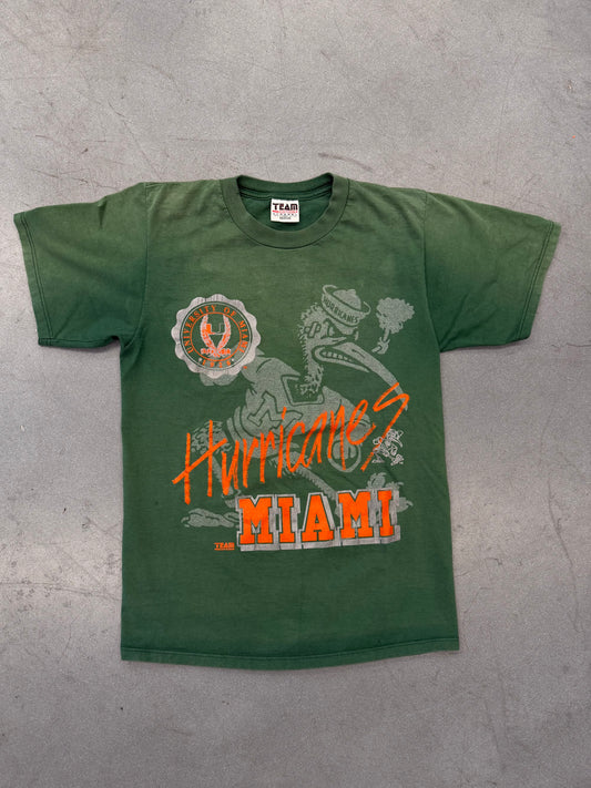 90S UNIVERSITY OF MIAMI HURRICANES FADED IBIS TEE (TEAM EDITION TAG)