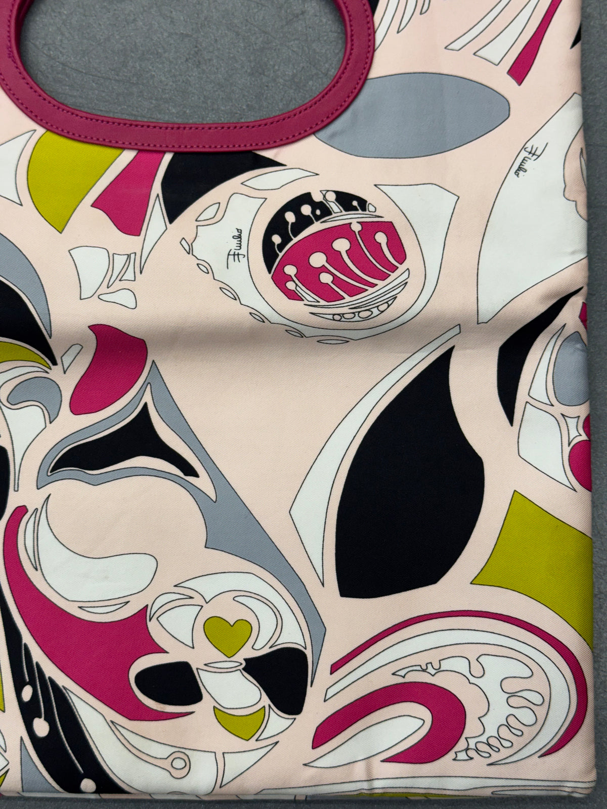 EMILIO PUCCI CANVAS TOP HANDLE POUCH BAG