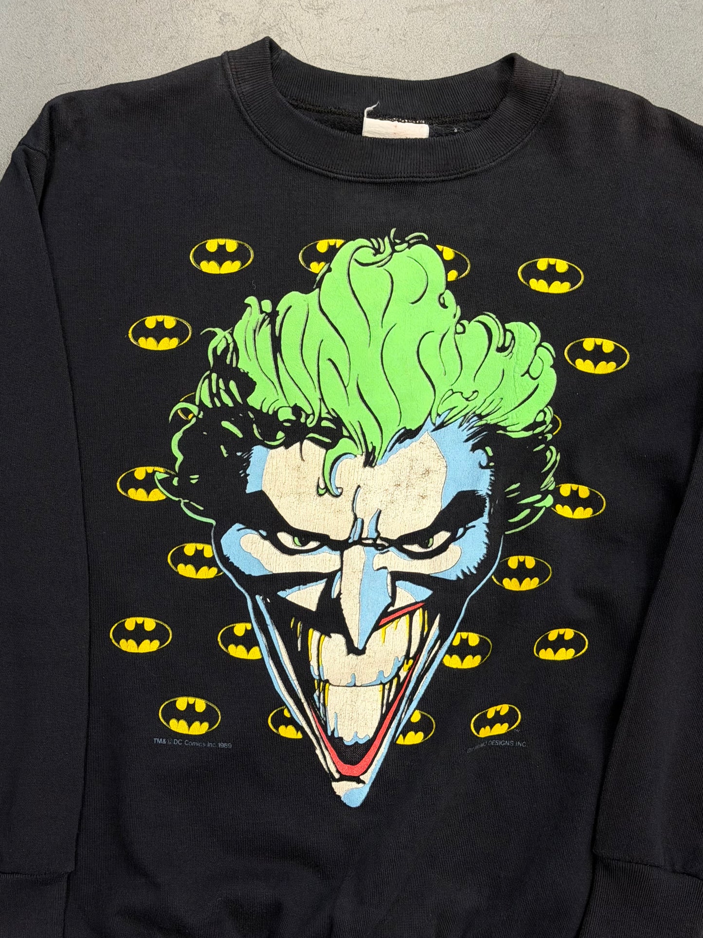 1989 VINTAGE JOKER WITH BATMAN LOGOS CREWNECK (DIVISION 1 TAG)