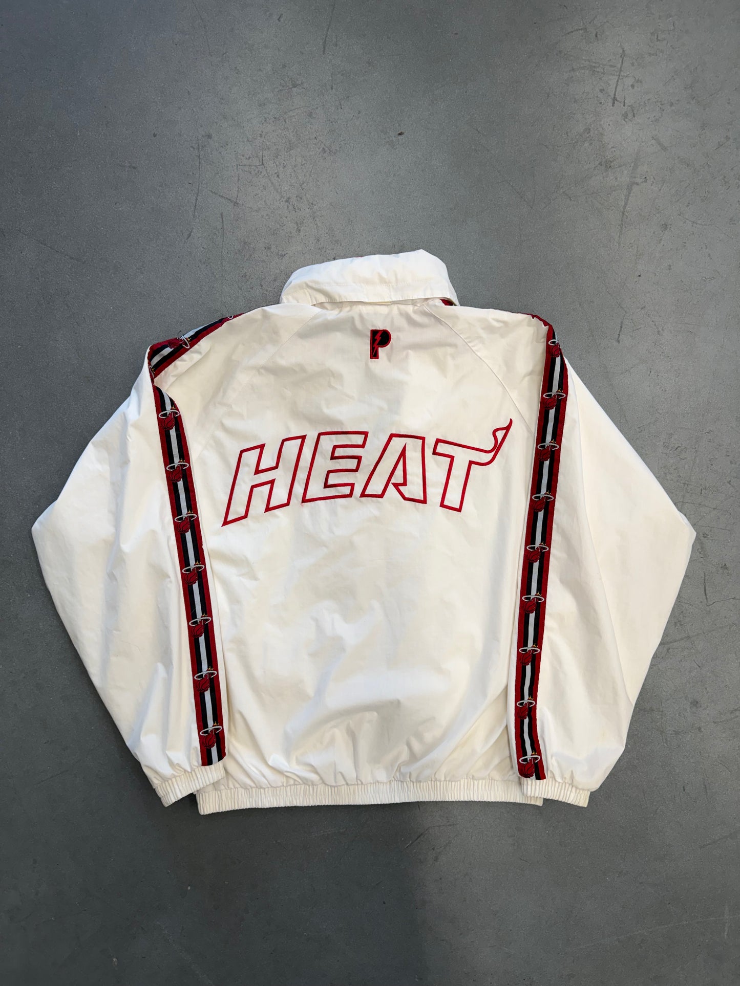 90S MIAMI HEAT NBA PRO PLAYER LOGO TAPE ZIP-UP WINDBREAKER JACKET