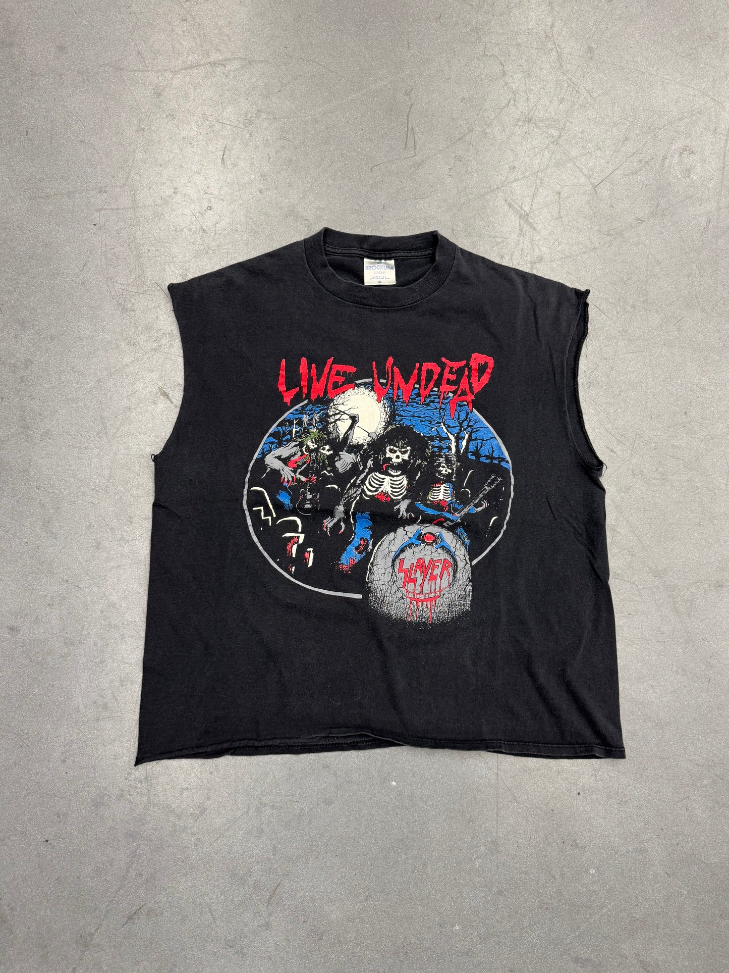 90S SLAYER LIVE UNDEAD "DEAD AHEAD" CUTOFF TEE (BROCKUM TAG)