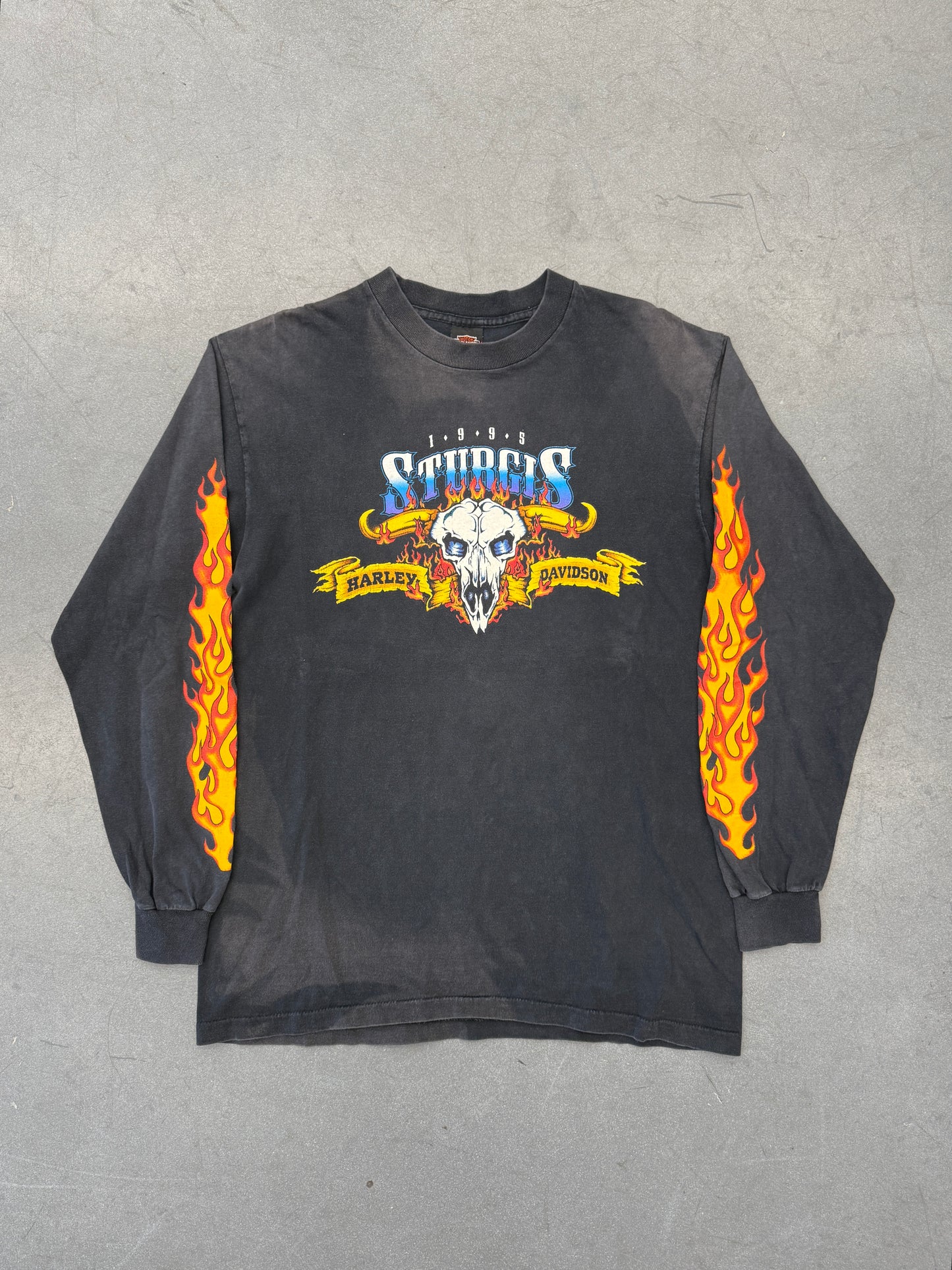 1995 HARLEY-DAVIDSON STURGIS "BLACK HILLS RALLY" LS FLAMES TEE