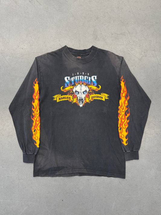 1995 HARLEY-DAVIDSON STURGIS "BLACK HILLS RALLY" LS FLAMES TEE
