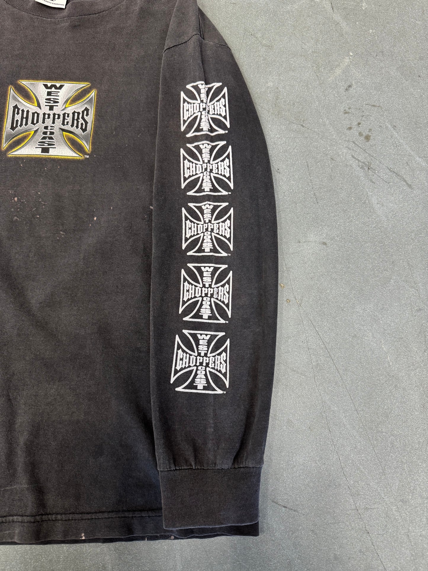 00S WEST COAST CHOPPERS REPEATED IRON CROSS LS TEE (JESSE WHO TAG) - M/L