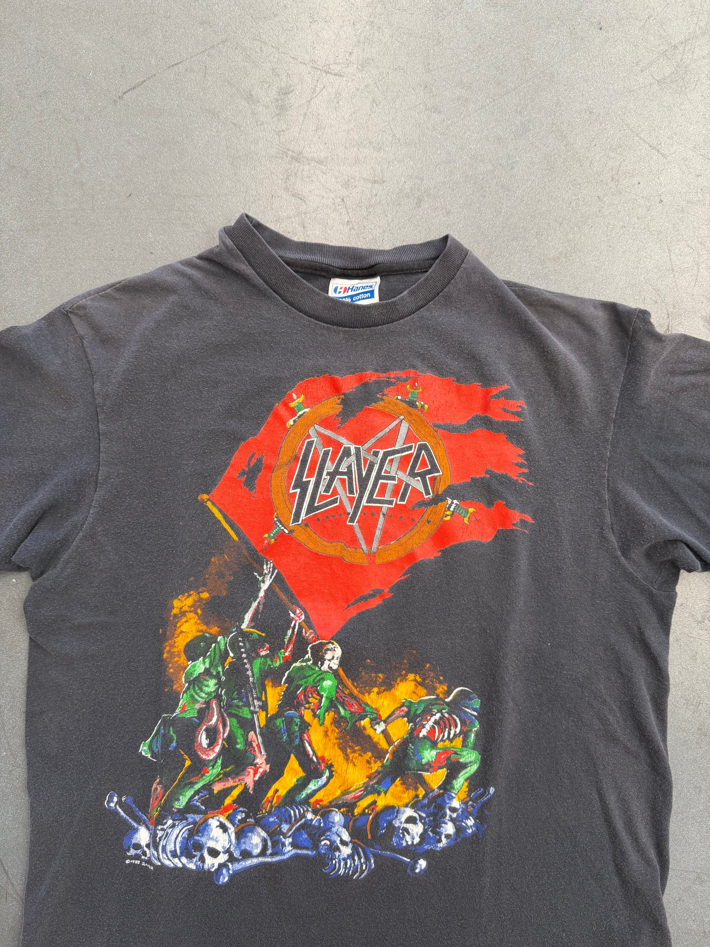 1988 SLAYER WORLD SACRIFICE TOUR TEE (HANES TAG)