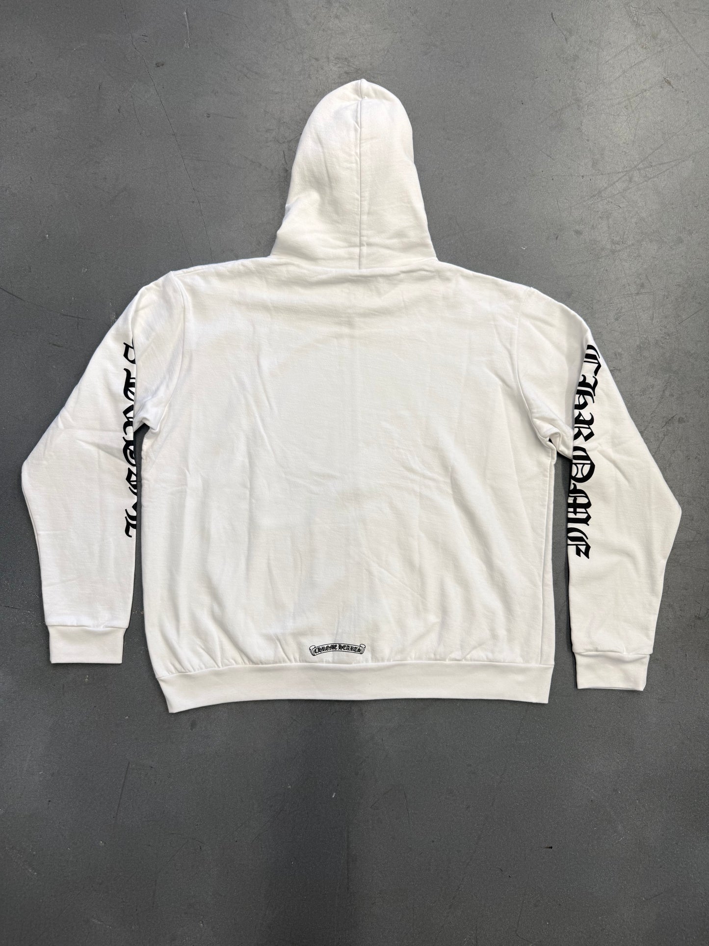 CHROME HEARTS VERTICAL LOGO ZIP UP HOODIE - WHITE