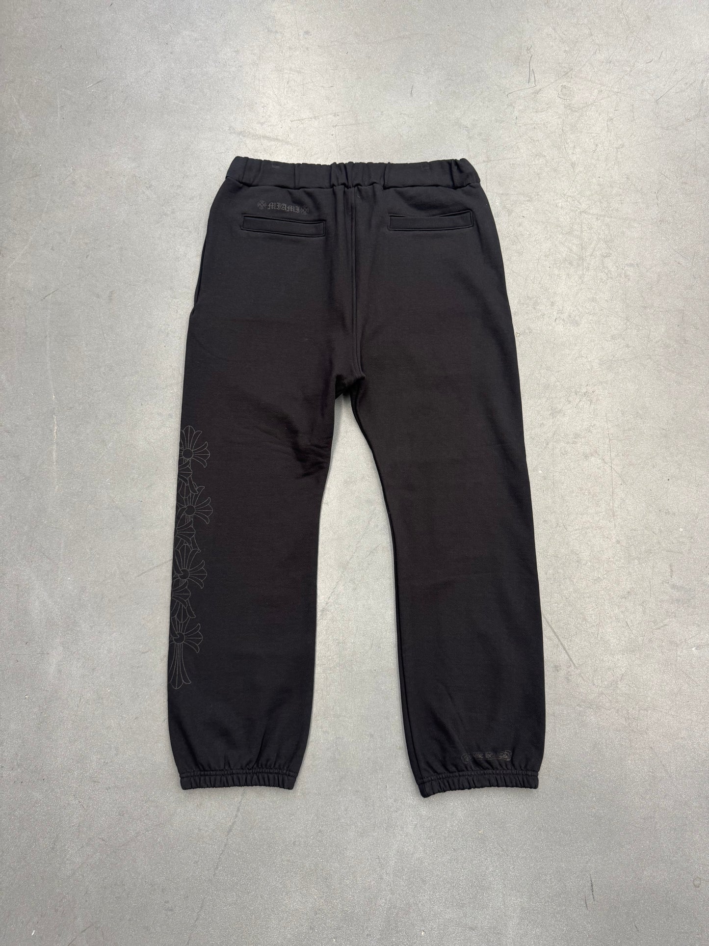 CHROME HEARTS SLIT POCKET MIAMI EXCLUSIVE SWEATPANTS - BLACK/BLACK