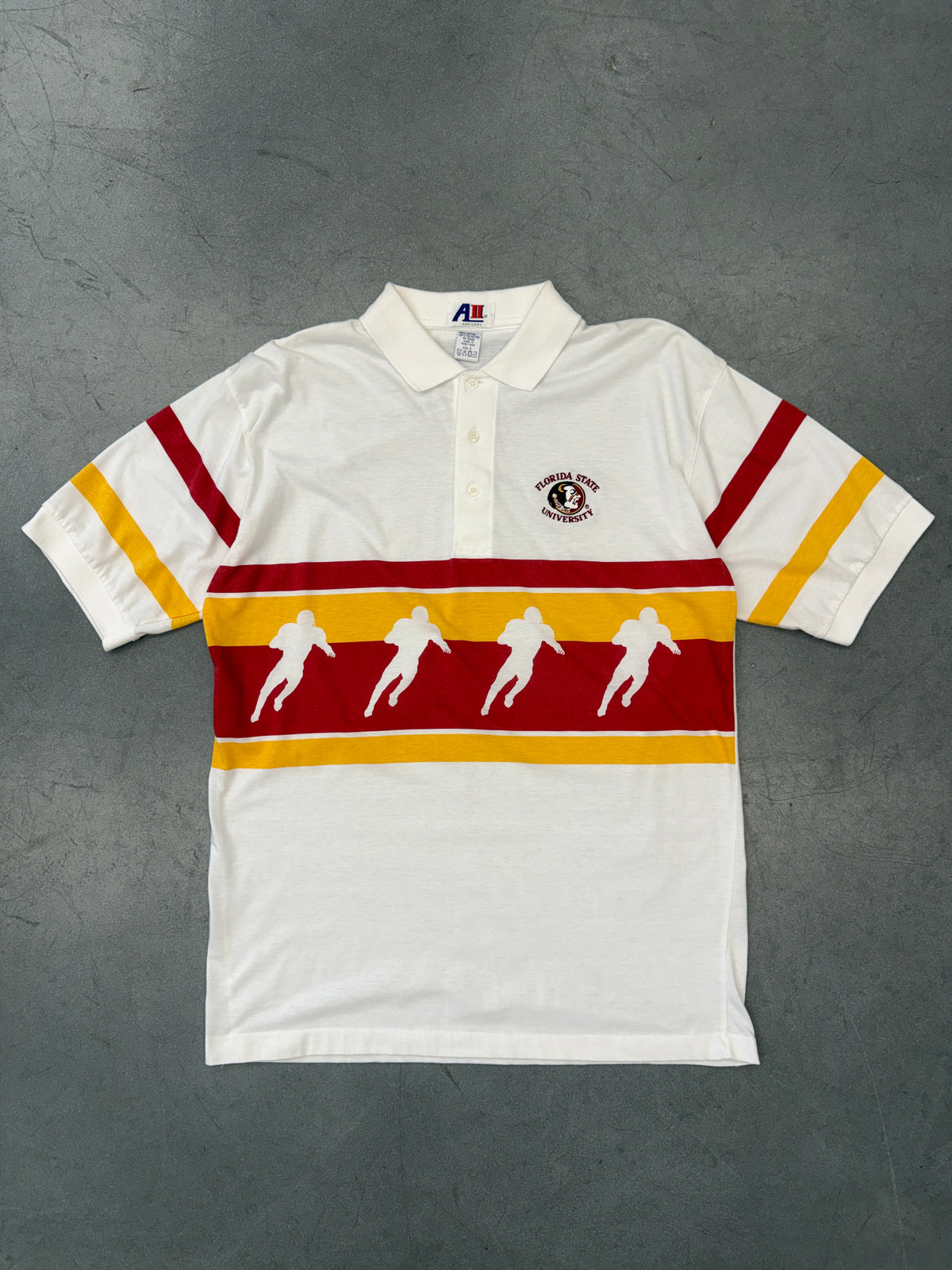 90'S FLORIDA STATE SEMINOLES UNIVERSITY STRIPED COLLARED TEE (A II TAG)