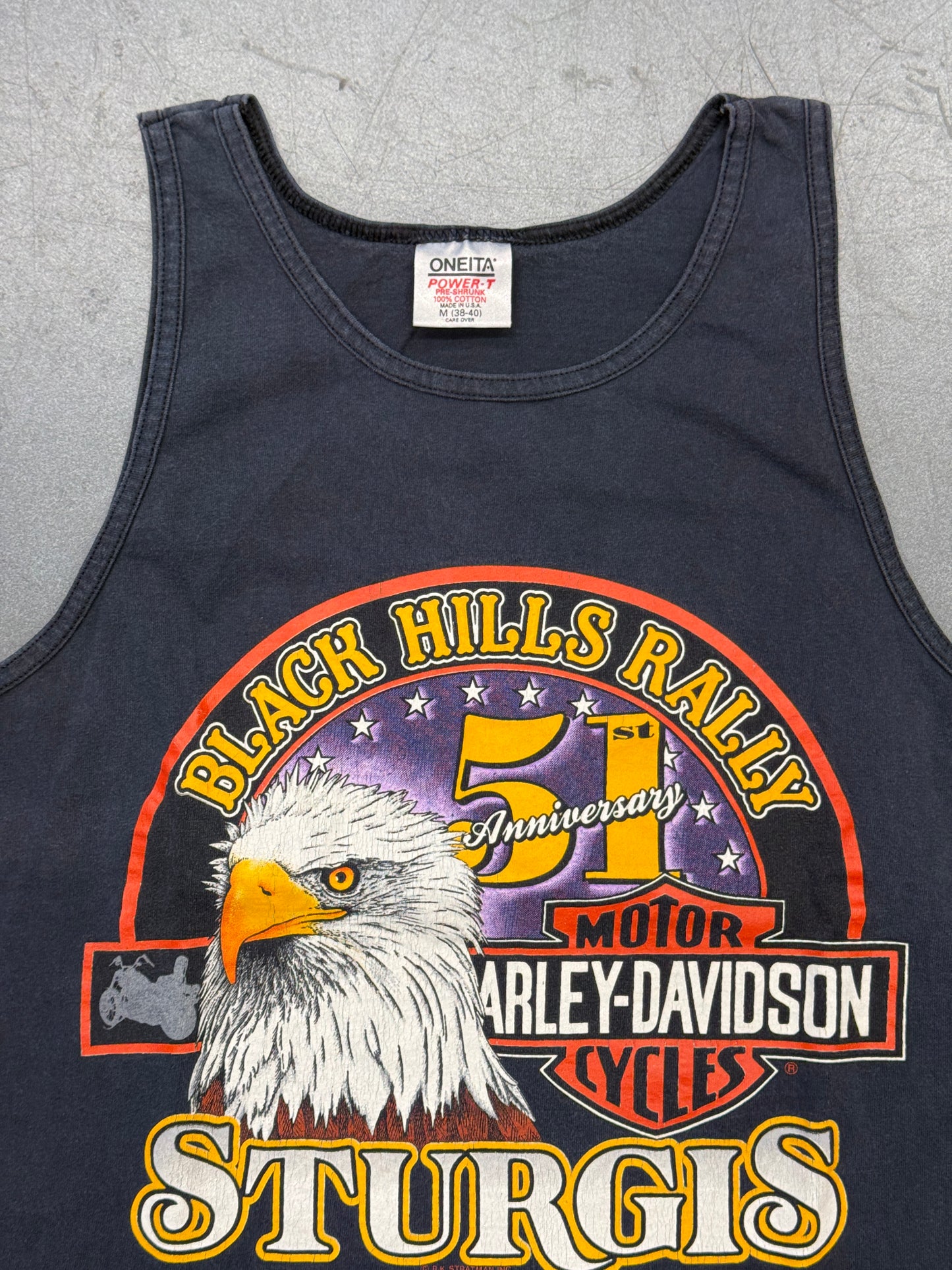 1991 HARLEY-DAVIDSON STURGIS BLACK HILLS RALLY CUT-OFF TEE (ONEITA TAG)