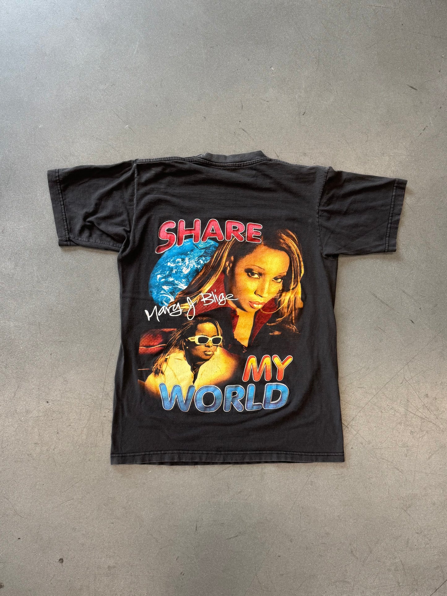 90S BOOTLEG MARY J. BLIGE SHARE MY WORLD RAP-STYLE TEE (FADED TAG)