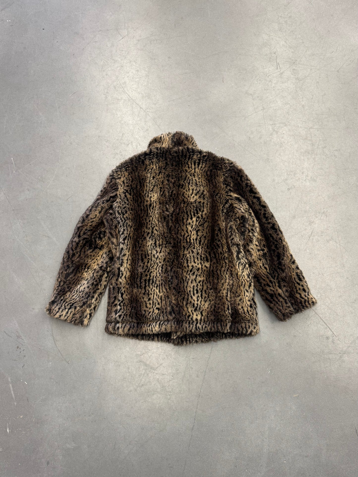 FW17 SUPREME SCHOTT FUR PEACOAT JACKET - LEOPARD