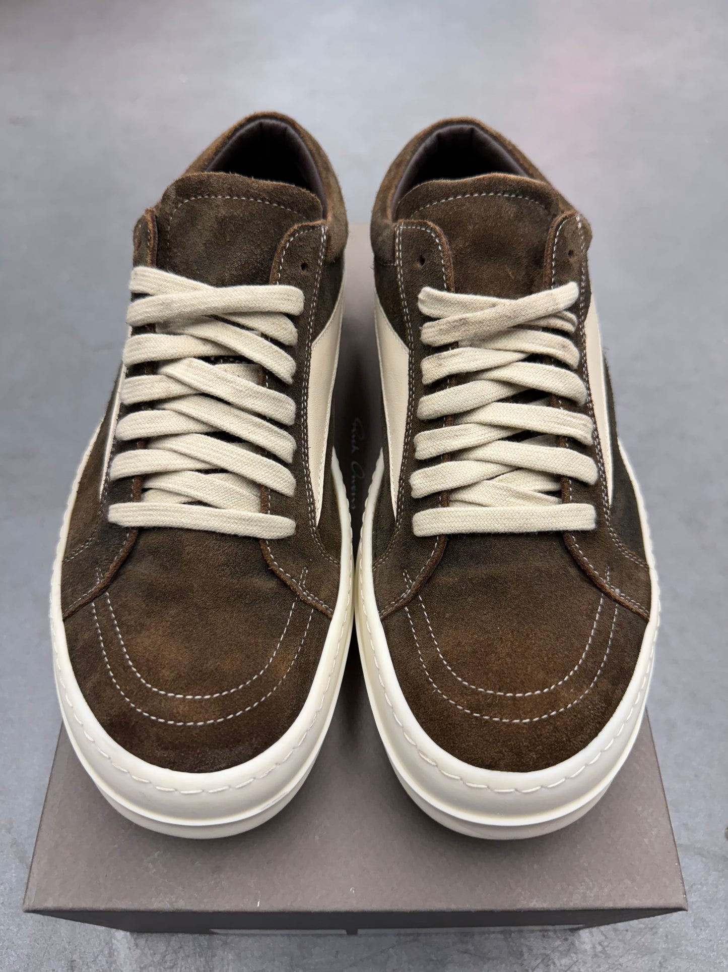 SIZE 41 RICK OWENS VINTAGE SNEAKS BROWN SUEDE (PRE-OWNED WITH BOX)