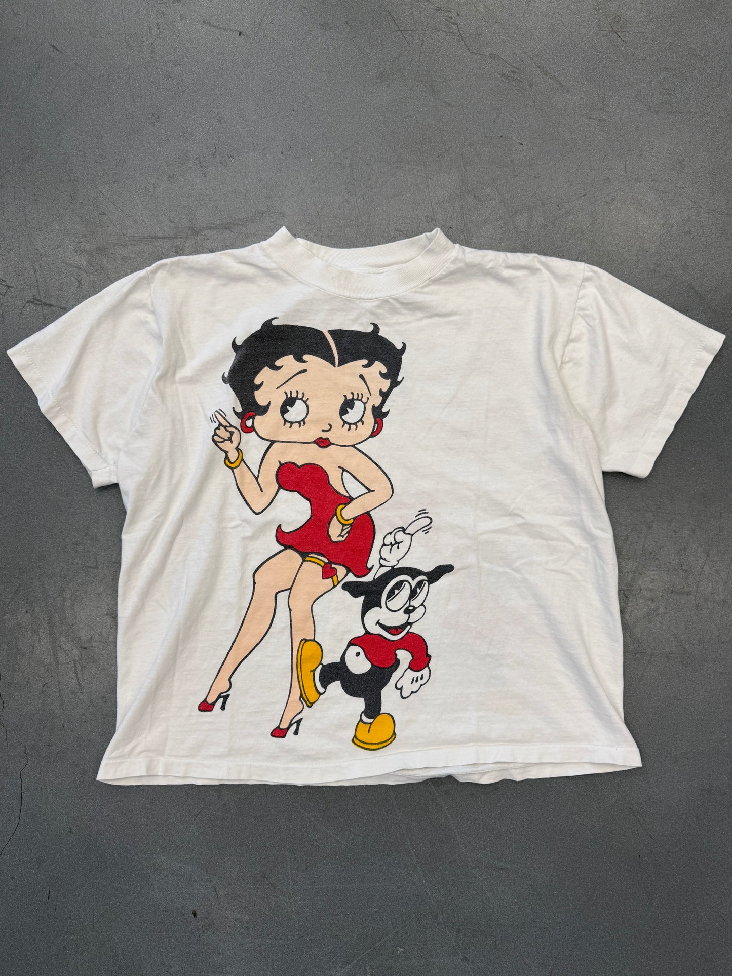 90S BETTY BOOP & BIMBO FRONT & BACK BOXY TEE (PULLED TAG)