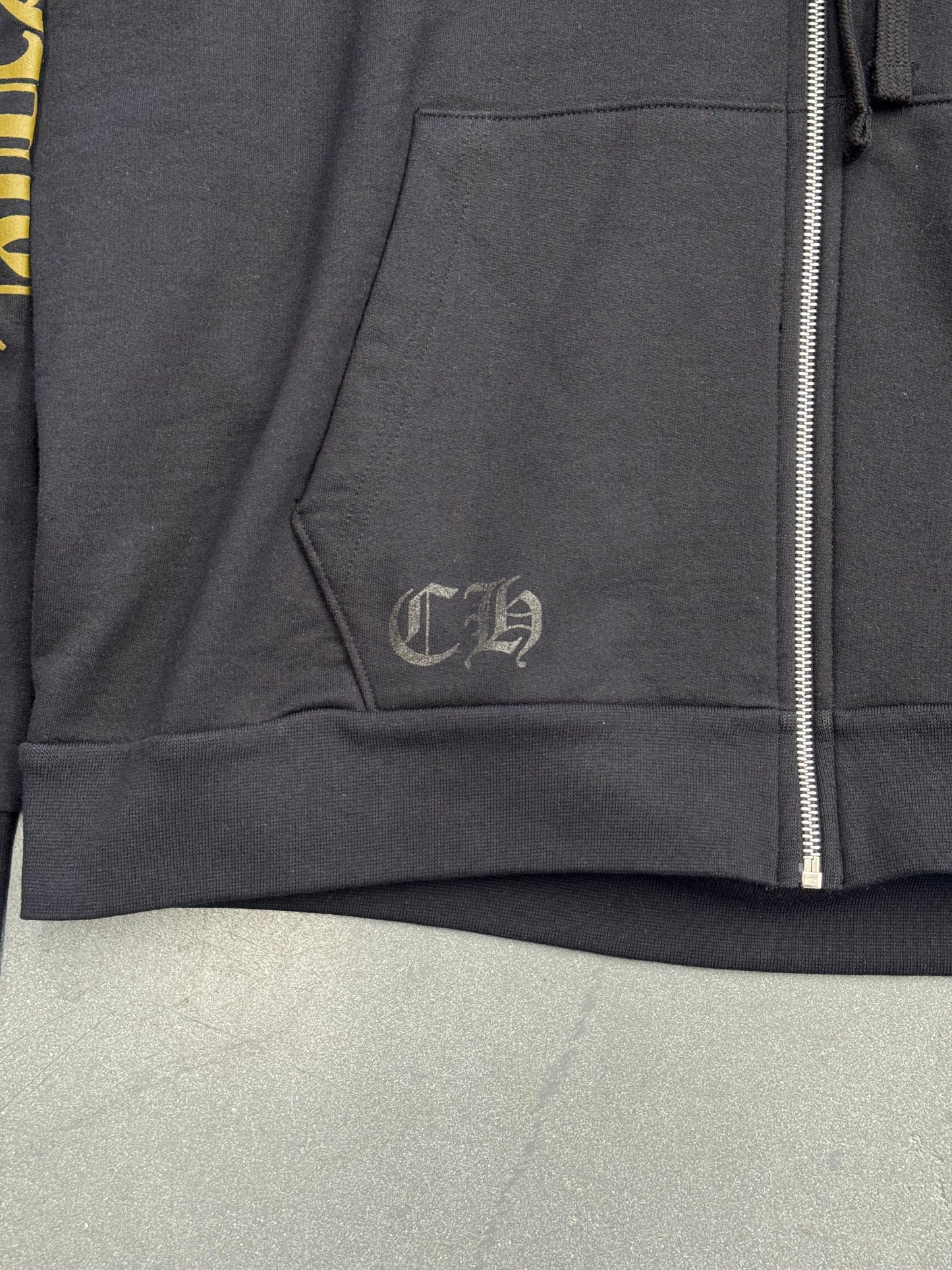 CHROME HEARTS ARMY GREEN VERTICAL LOGO DAGGER ZIP HOODIE