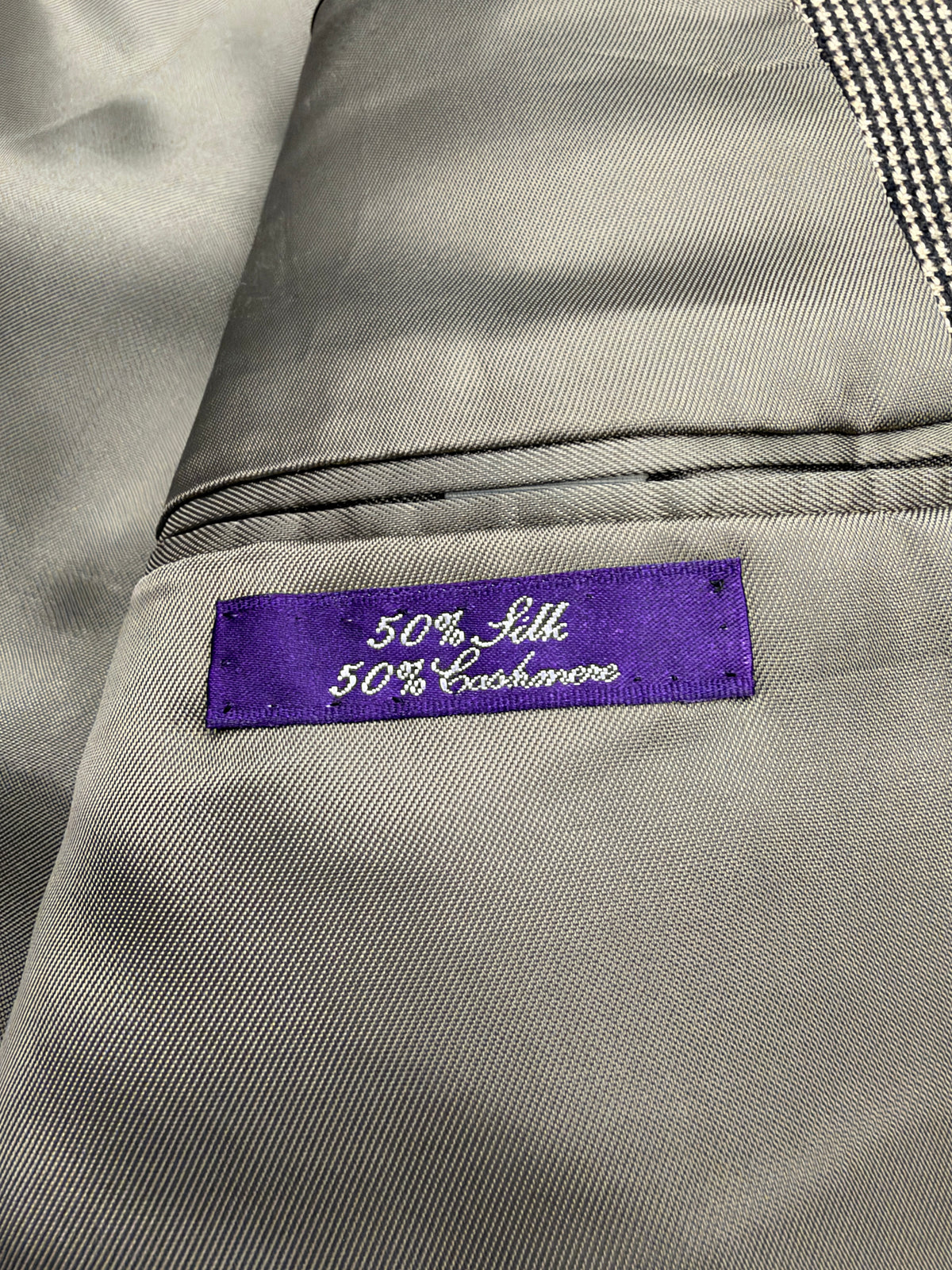 RALPH LAUREN PURPLE LABEL 50% CASHMERE 50% SILK HOUNDSTOOTH BLAZER
