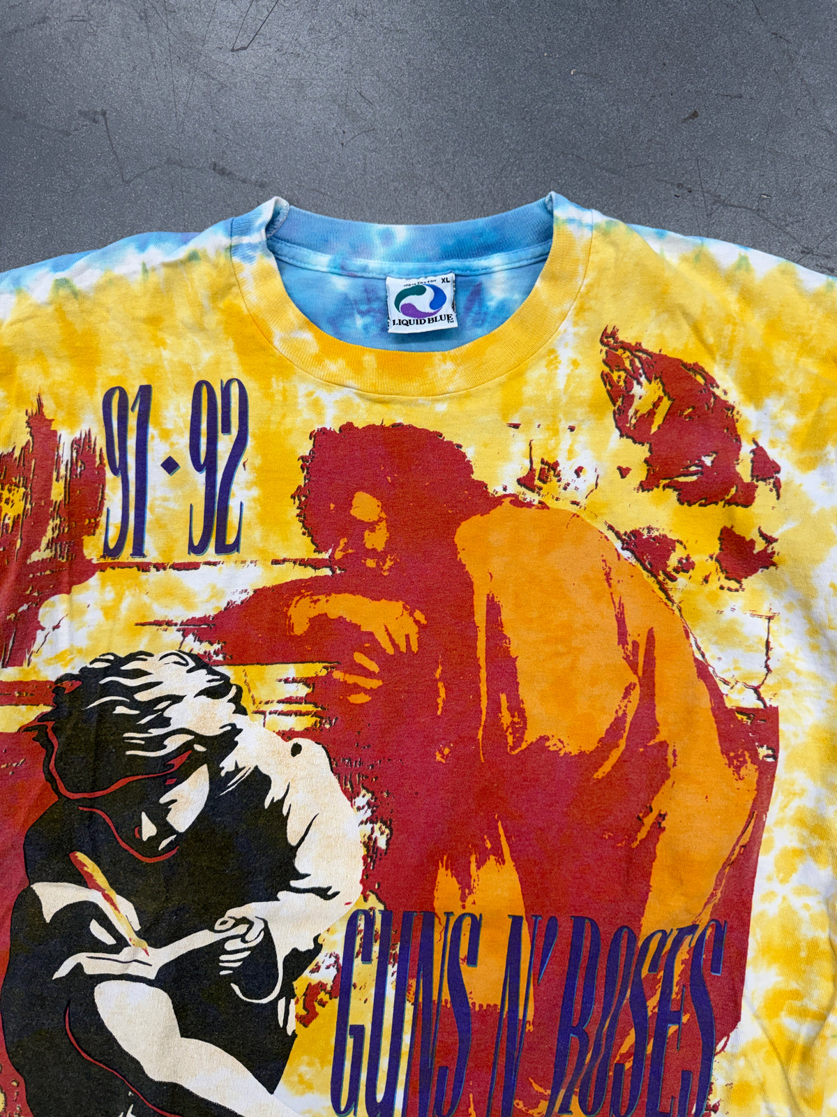 91-92 GUNS N ROSES ILLUSION TOUR TIE-DYE TEE (LIQUID BLUE TAG)