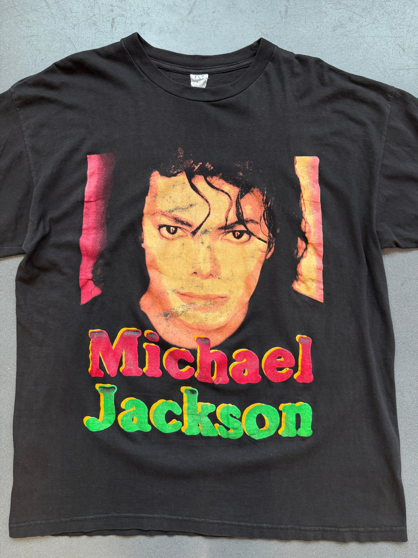 90'S MICHAEL JACKSON BIG FACE THE KING OF POP BOOTLEG RAP STYLE TEE (TOP TAG)