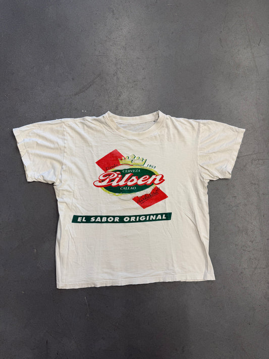 90S CERVEZA PILSER EL SABOR ORIGINAL DISTRESSED TEE (PULLED TAG)