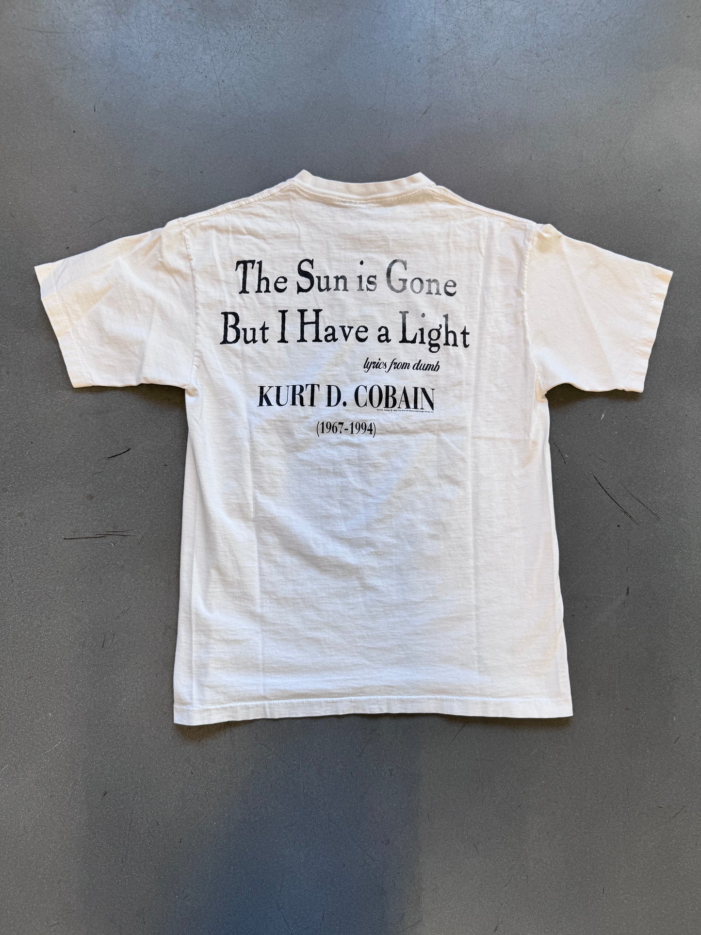 1995 KURT COBAIN END OF MUSIC MEMORIAL TEE (CUT TAG)