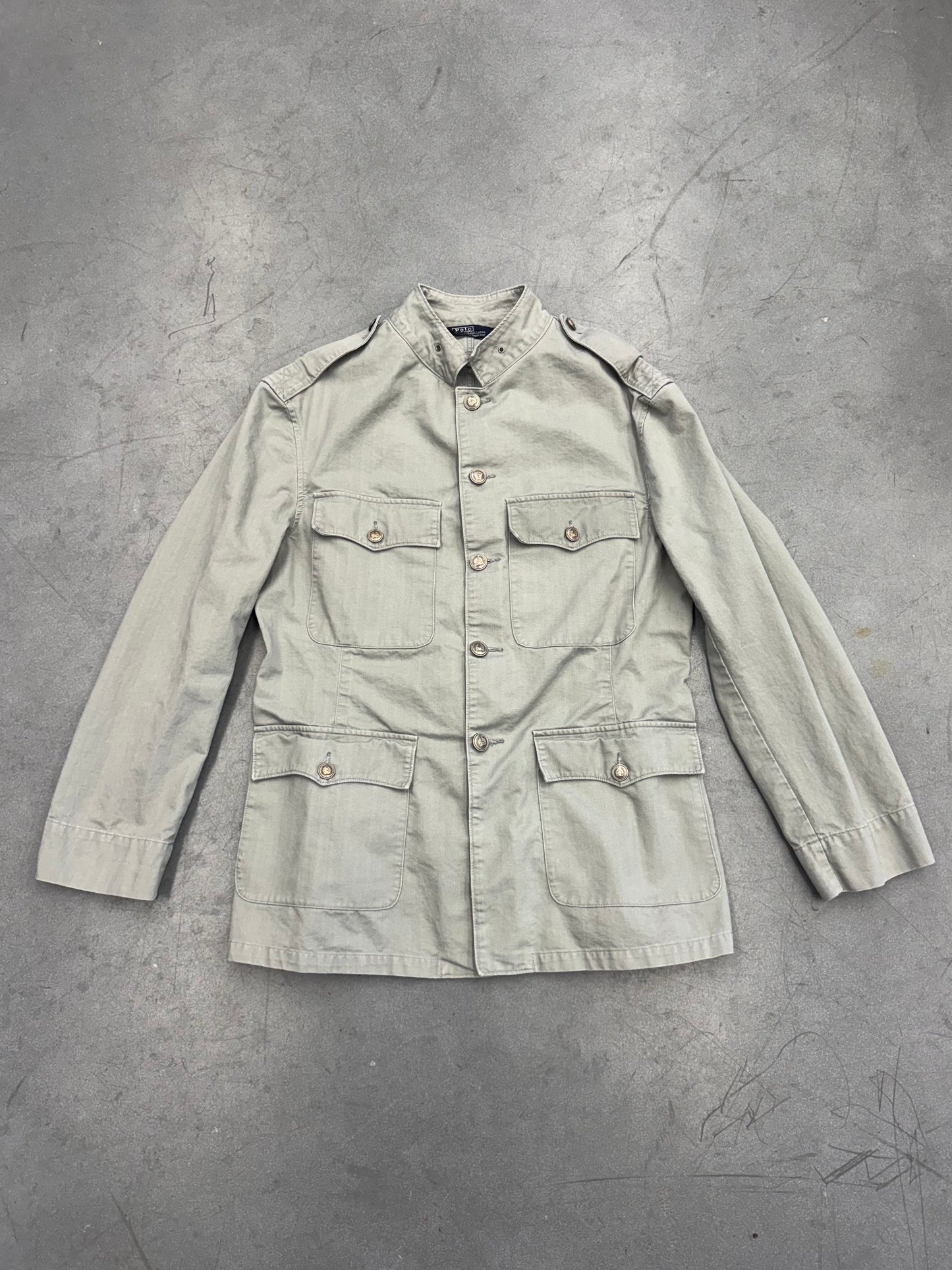 80S VINTAGE POLO RALPH LAUREN FIELD JACKET - GREY (AS SEEN ON ILAM GALLAGHER OF OASIS)