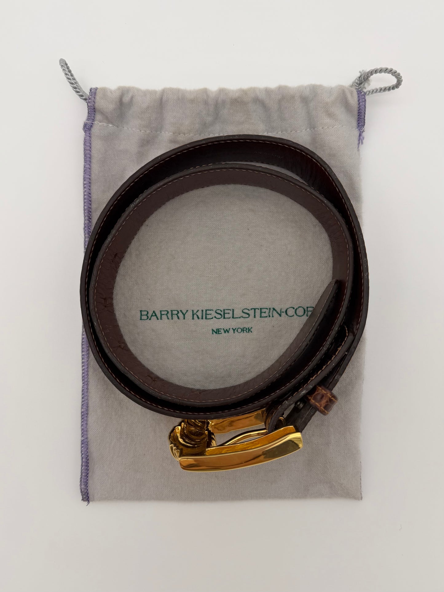 1985 BARRY KIESELSTEIN-CORD GENUINE AMERICAN ALLIGATOR BELT WITH ART BRONZE BUCKLE