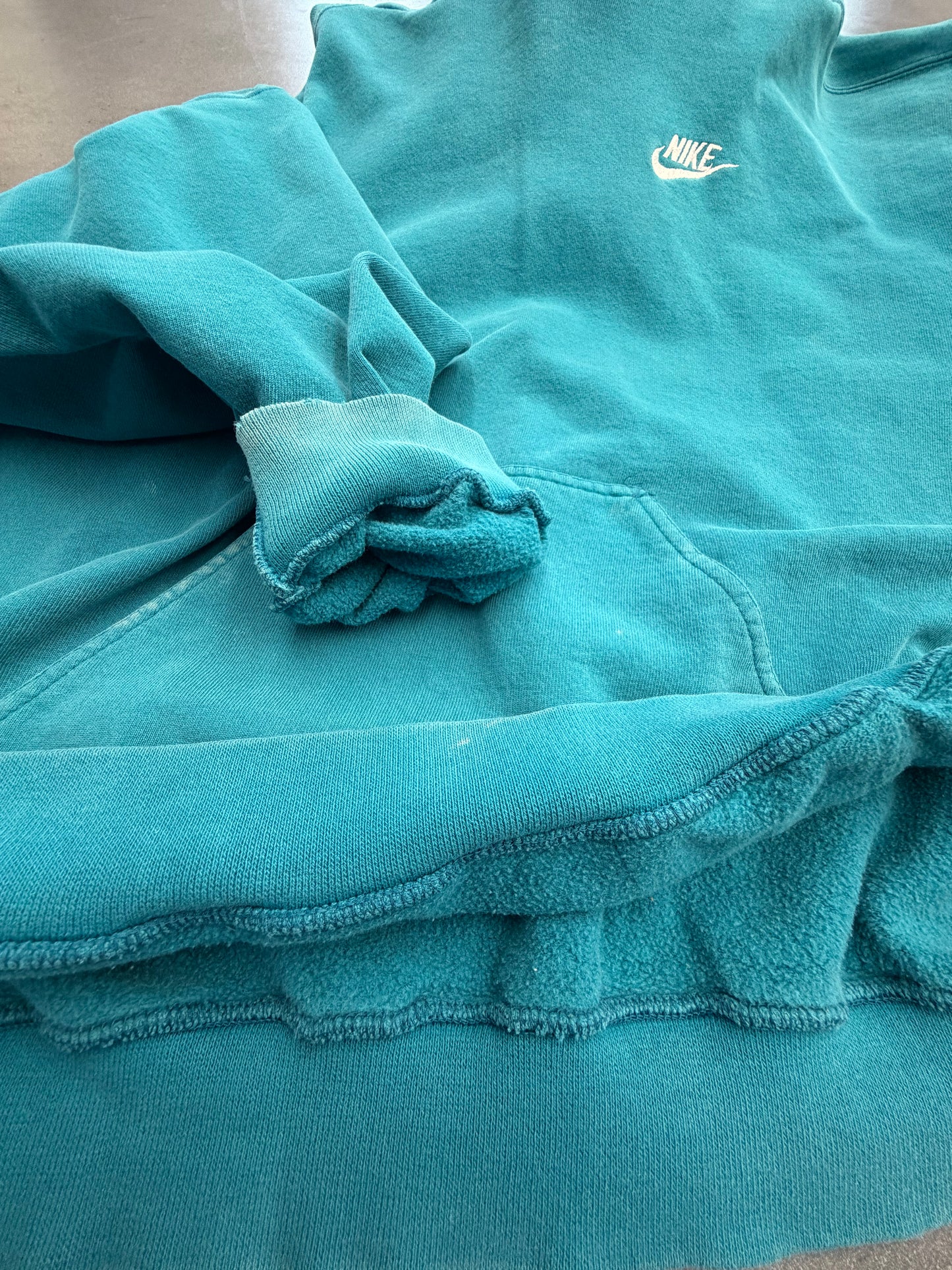 90'S NIKE SPELLOUT SWOOSH PULLOVER HOODIE (PULLED TAG) - TEAL