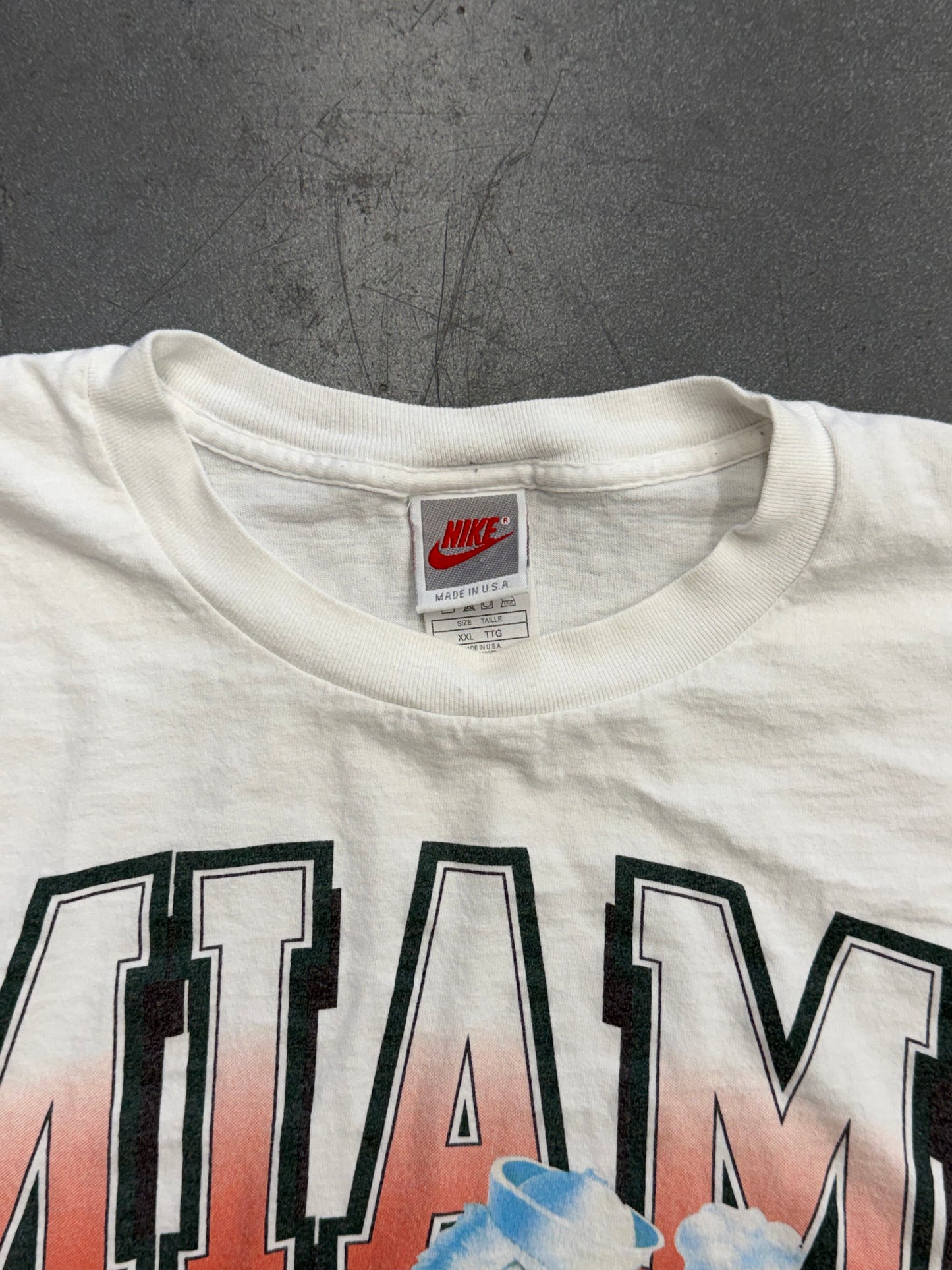 90S NIKE MIAMI HURRICANES SLEEVE LOGO SEBASTIAN TEE (GREY NIKE TAG)
