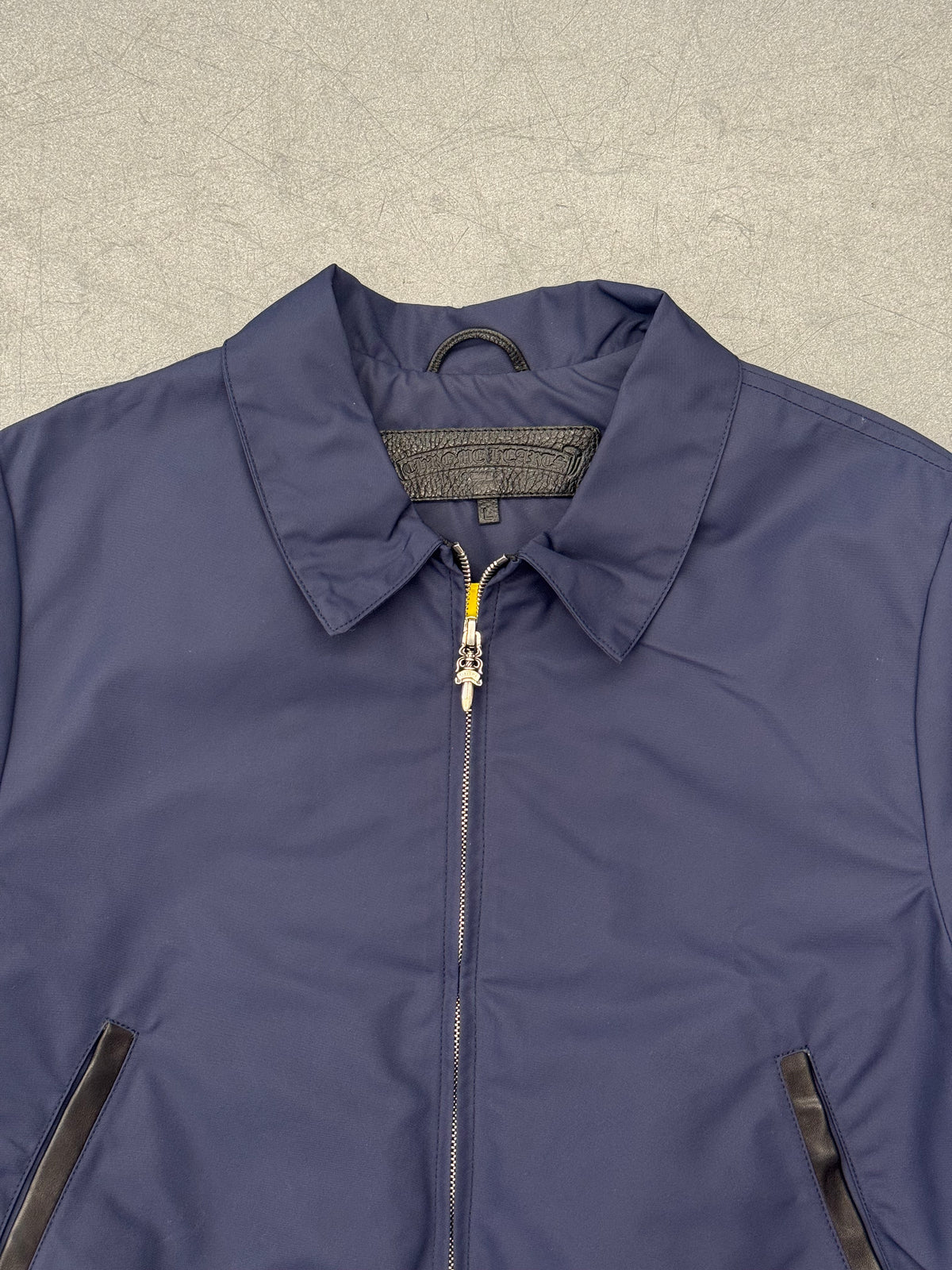 CHROME HEARTS NYLON CROP WOMENS JACKET EXTRA PATCH - NAVY/YELLOW