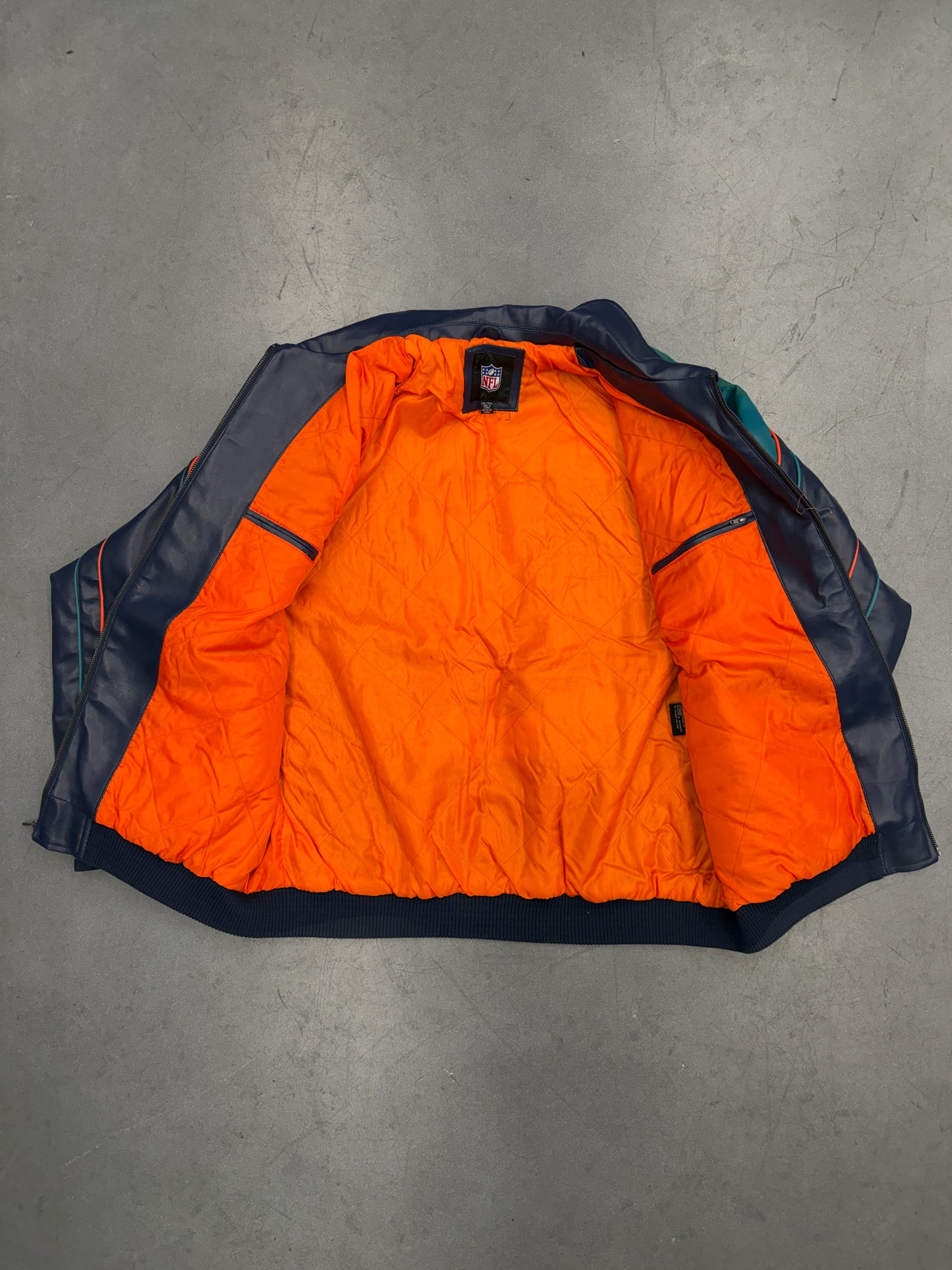 VINTAGE MIAMI DOLPHINS 2-TIME SUPER BOWL NFL LEATHER JACKET