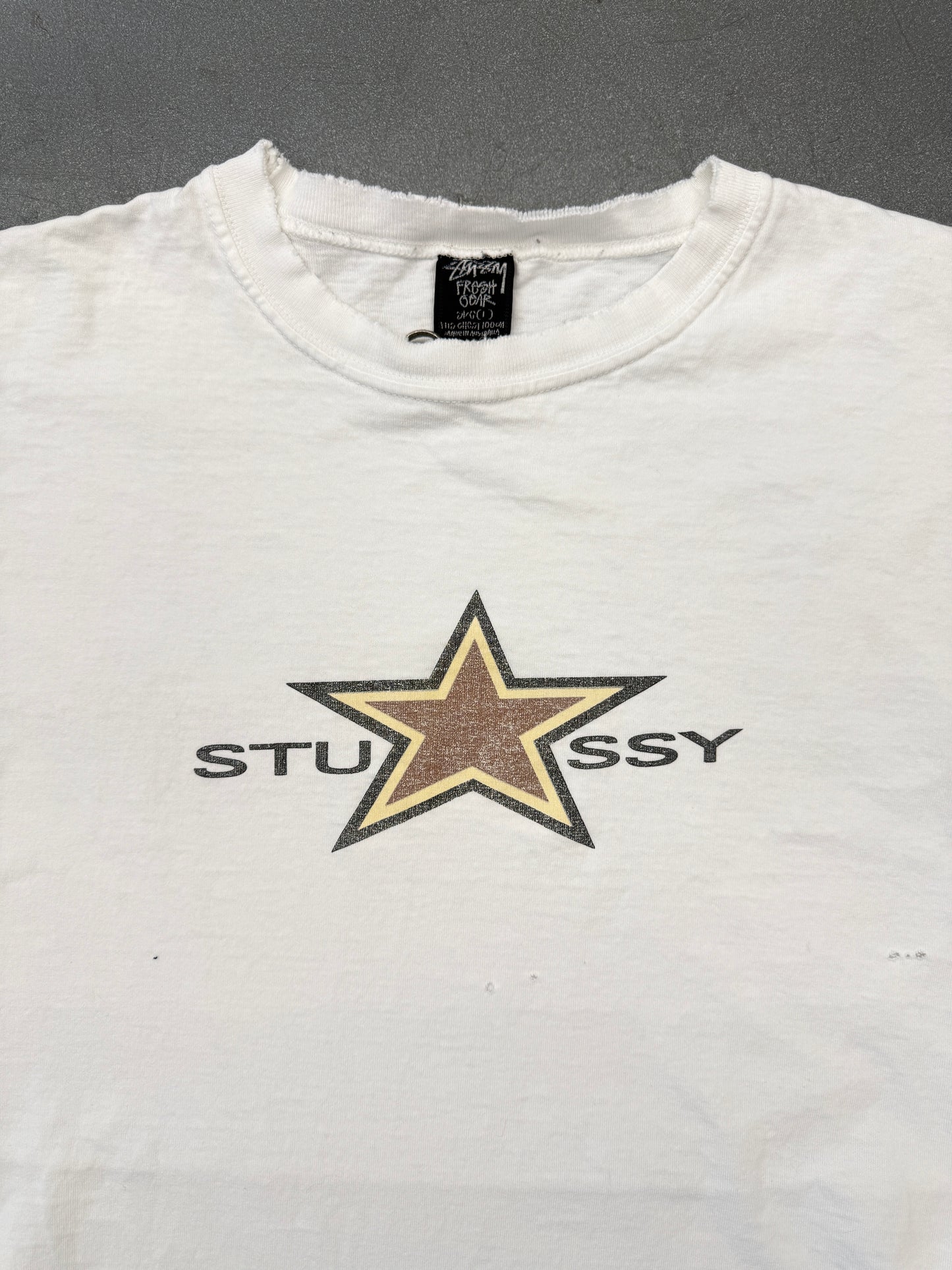 90S STUSSY STAR LOGO DISTRESSED TEE