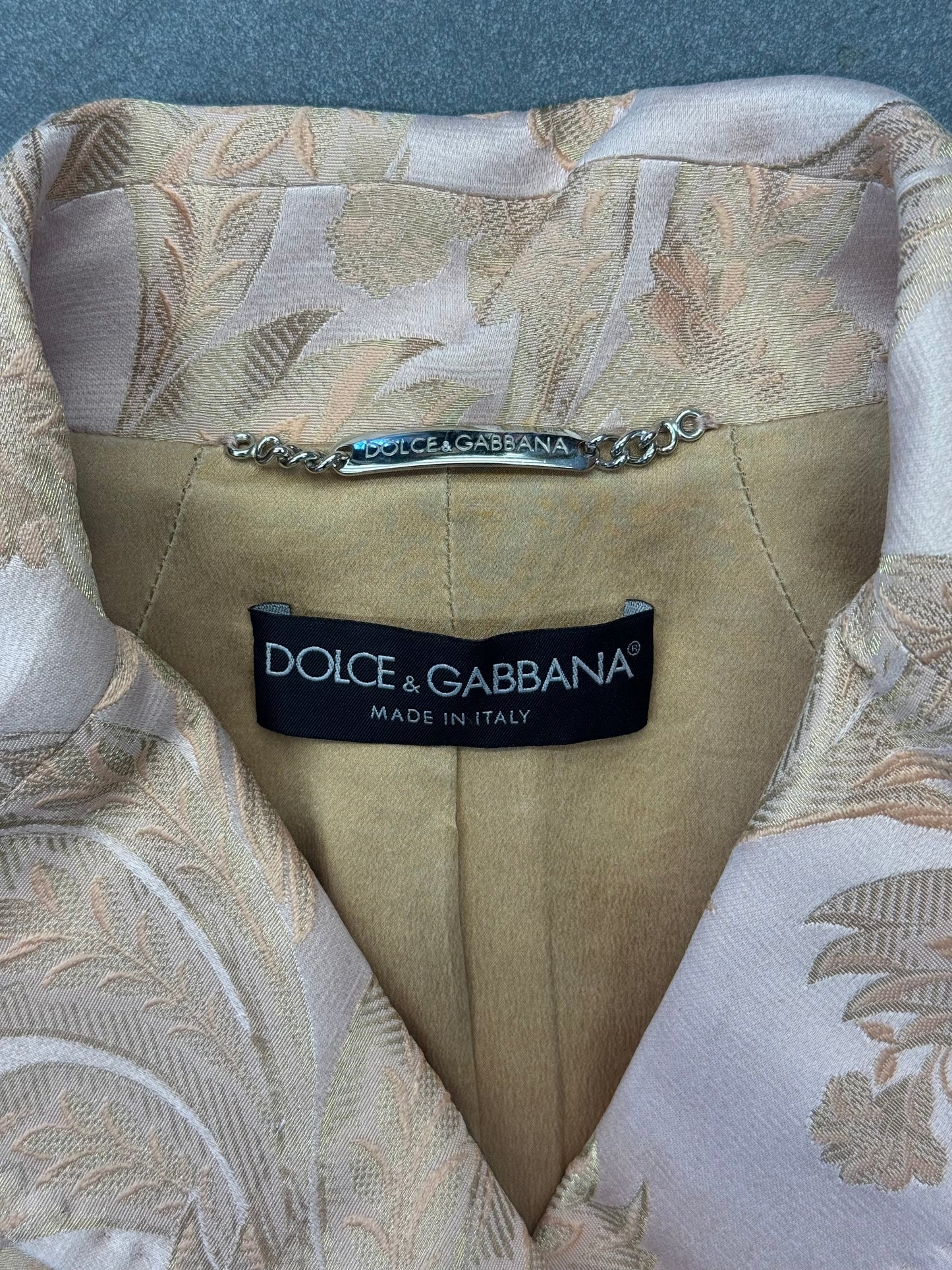 VINTAGE DOLCE & GABBANA FLORAL PRINT EMBELLISHED LINEN MINI DRESS