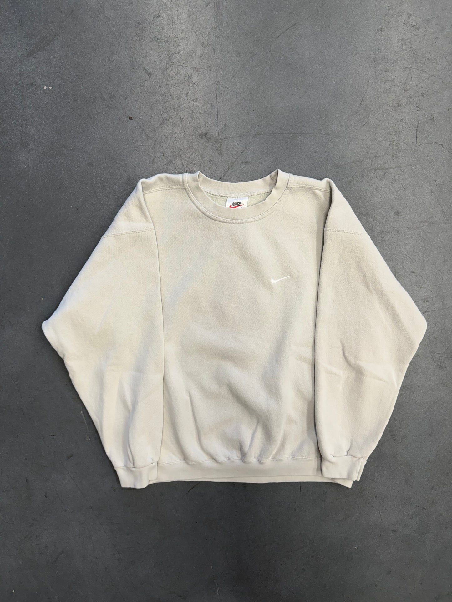 90S NIKE SIDE SWOOSH CREWNECK - MARSHMALLOW (NIKE RED SWOOSH TAG)